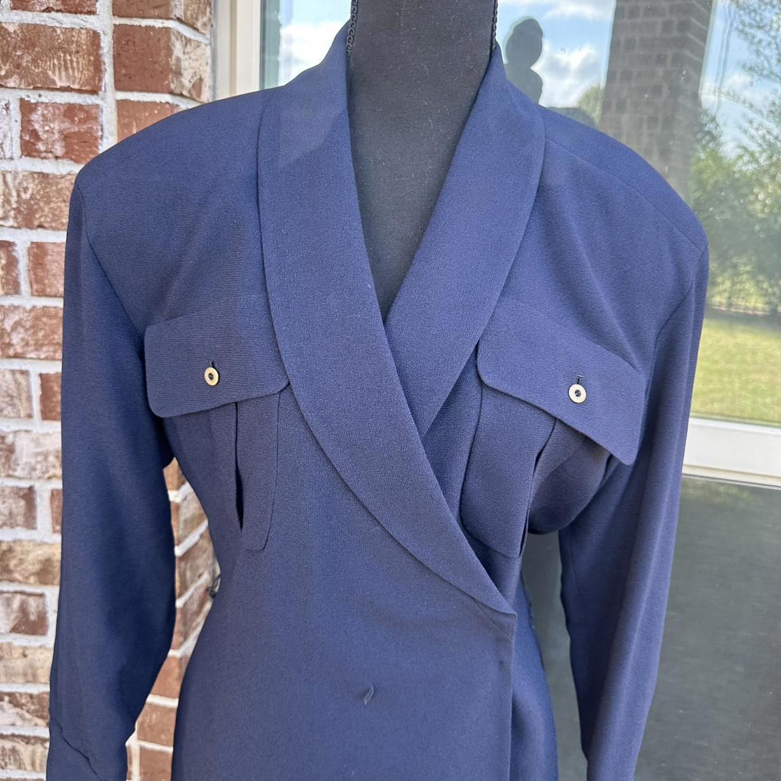 Other Navy blue vintage 80s midi and button closure 80s #mididress Size S / US 4 / IT 40 - 2 Thumbnail