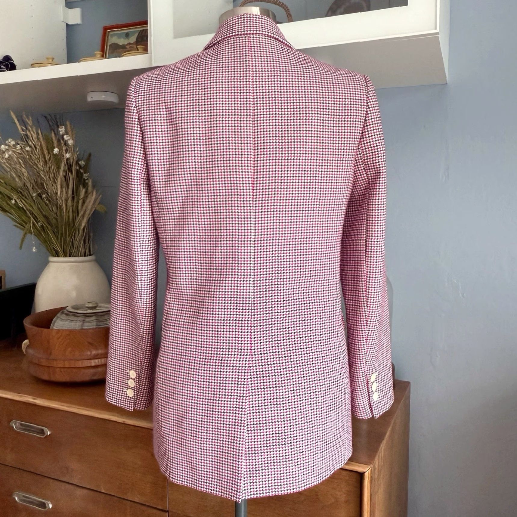 Maje Maje Vic Double Breasted Houndstooth Jacquard Blazer Women's Blazer Size 6 Multicolor Wool Blend Buttoned Cuffs 2 Side Pockets Size M / US 6-8 / IT 42-44 - 4 Thumbnail