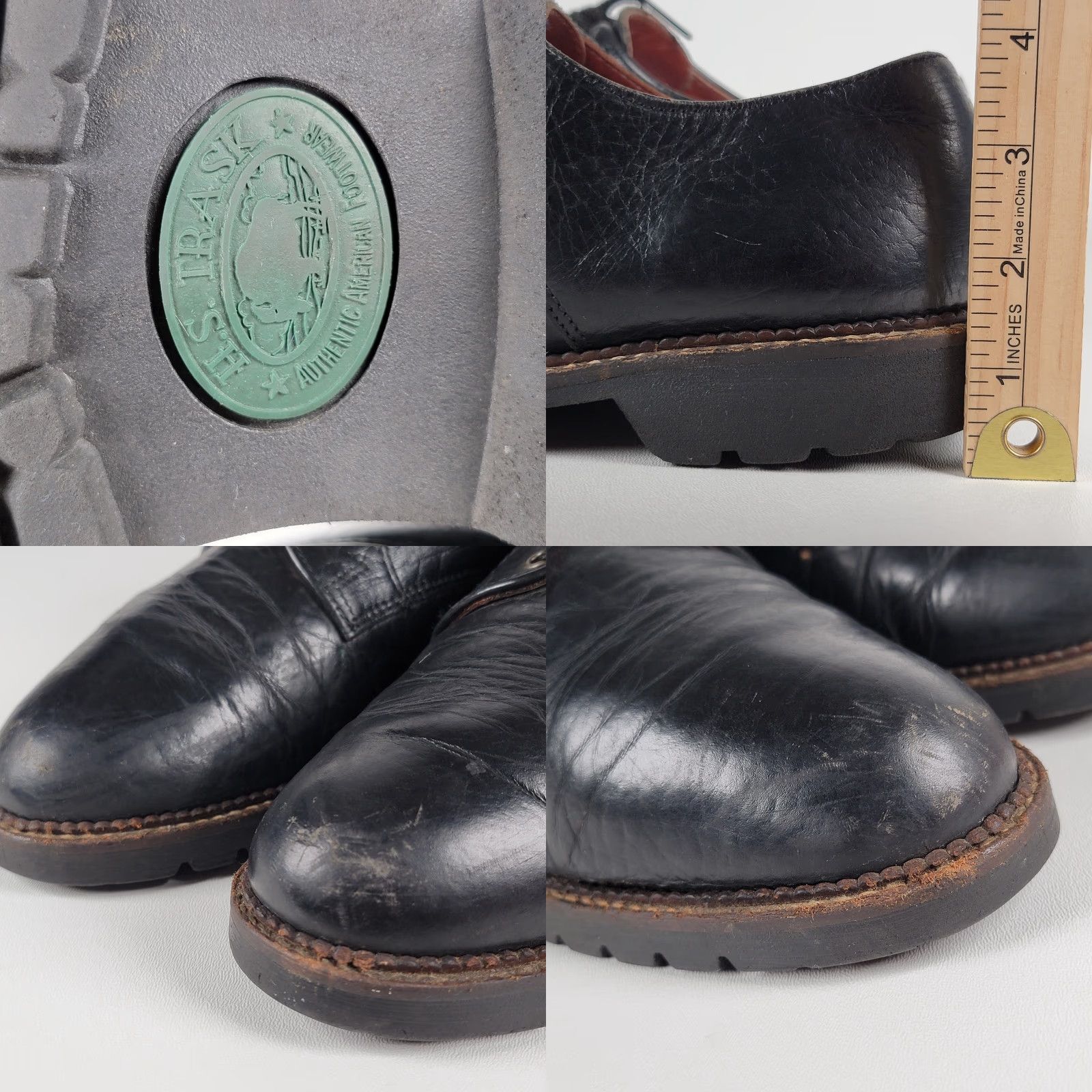 Vintage HS Trask Bison Black Leather Men's Casual Bluchers 5-hole US Size 9 M Shoes Spring Summer Fall Winter Mens Size US 9 / EU 42 - 8 Thumbnail