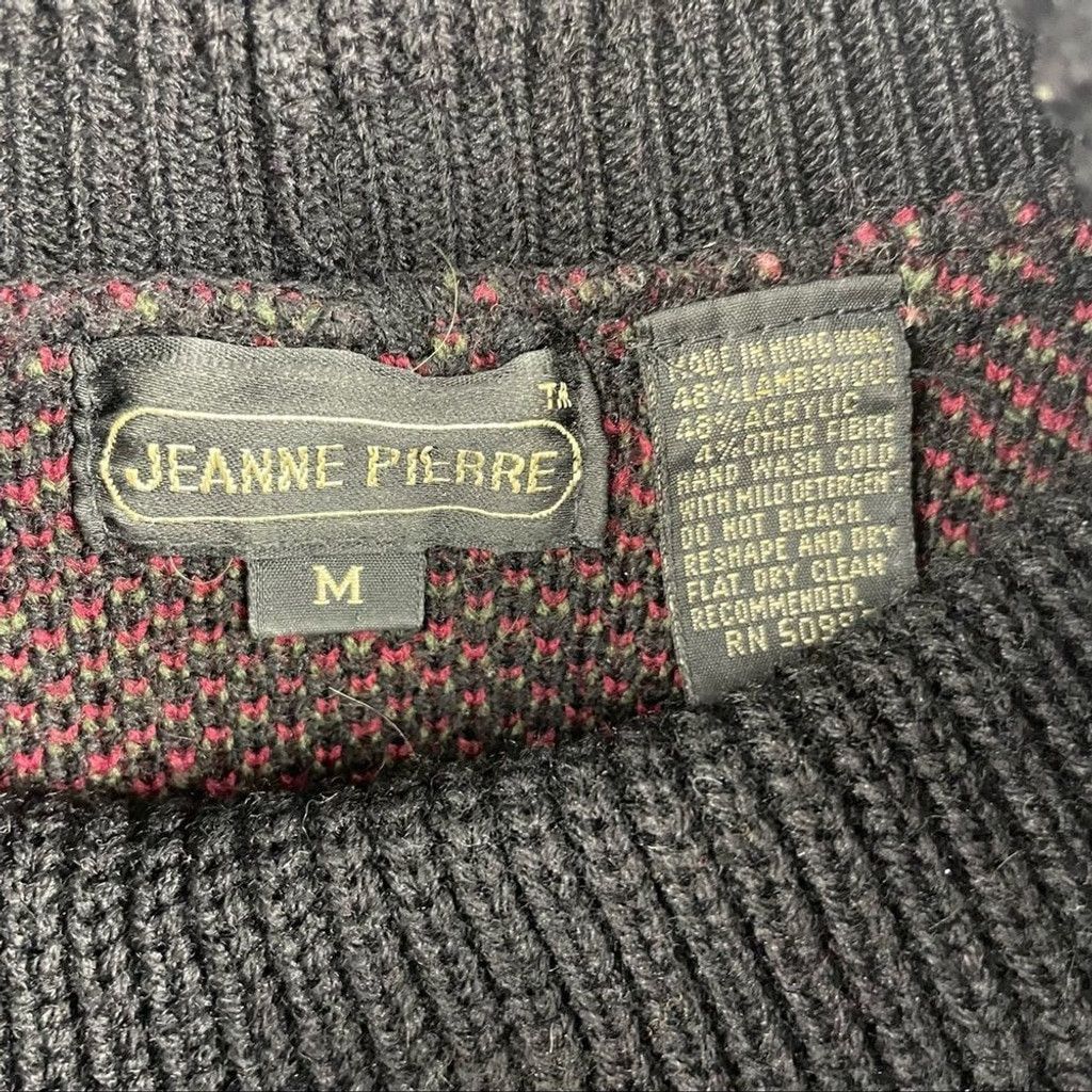 Other × Vintage Vtg Jeanne Pierre Black Wool Blend Jacquard Sweater Size M Size M / US 6-8 / IT 42-44 - 7 Thumbnail