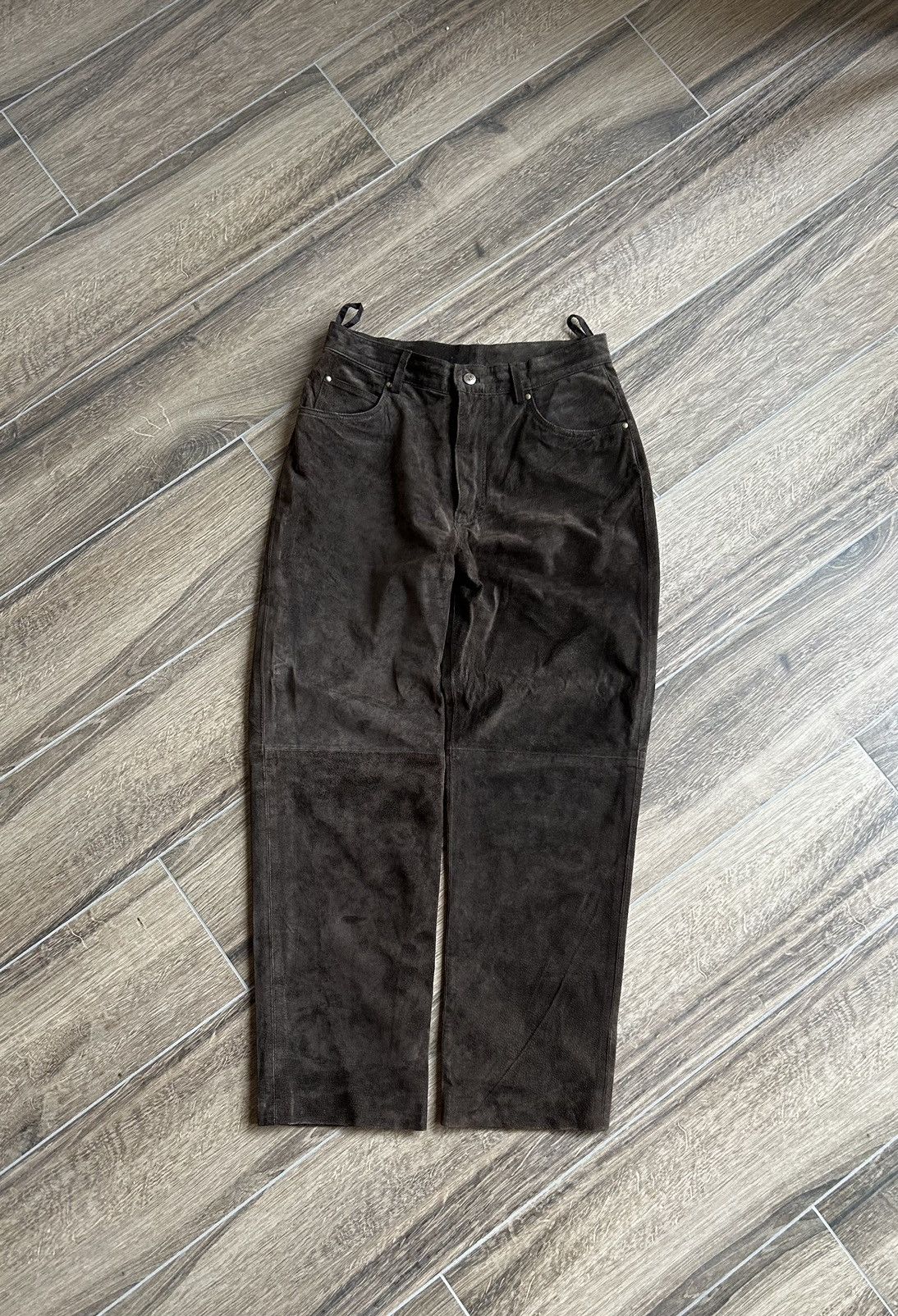 image of Teddy’S Leather Baggy Leather Brown Pants Y2K, Men's (Size 31)