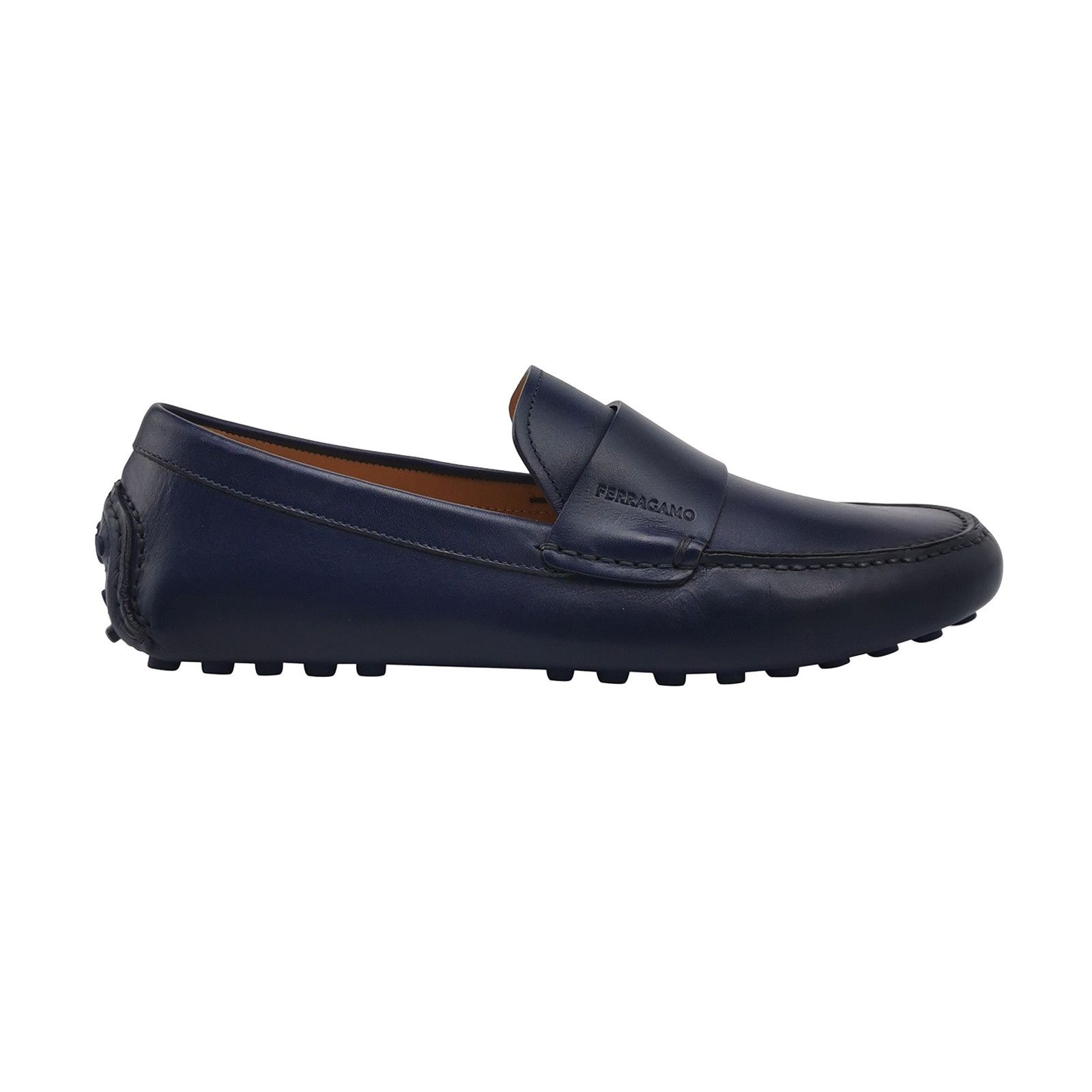 Salvatore Ferragamo Salvatore Ferragamo Blue Grained Leather Loafers Size 41 Size US 8 / EU 41 - 1 Thumbnail
