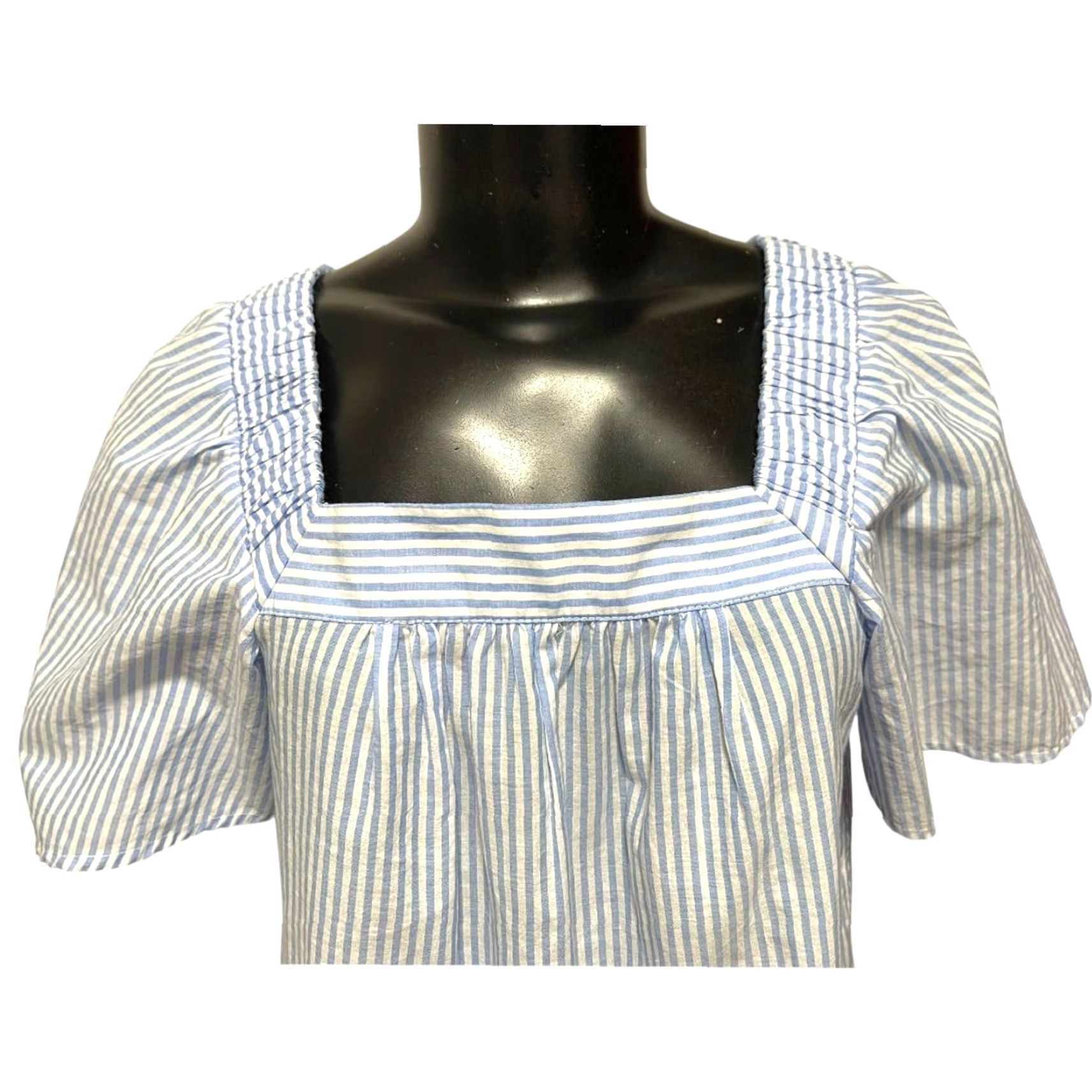 Loft Loft Shirt Women XS Flowy Striped Embroidered Blue White Womens Size XS / US 0-2 / IT 36-38 - 7 Thumbnail