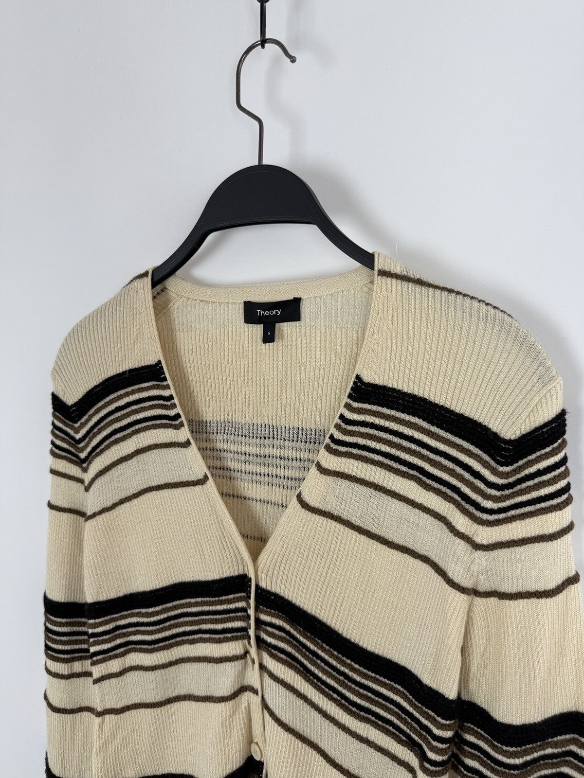 Theory $345 Theory Otto Stripped Wool Blend Cardigan S Size S / US 4 / IT 40 - 4 Thumbnail