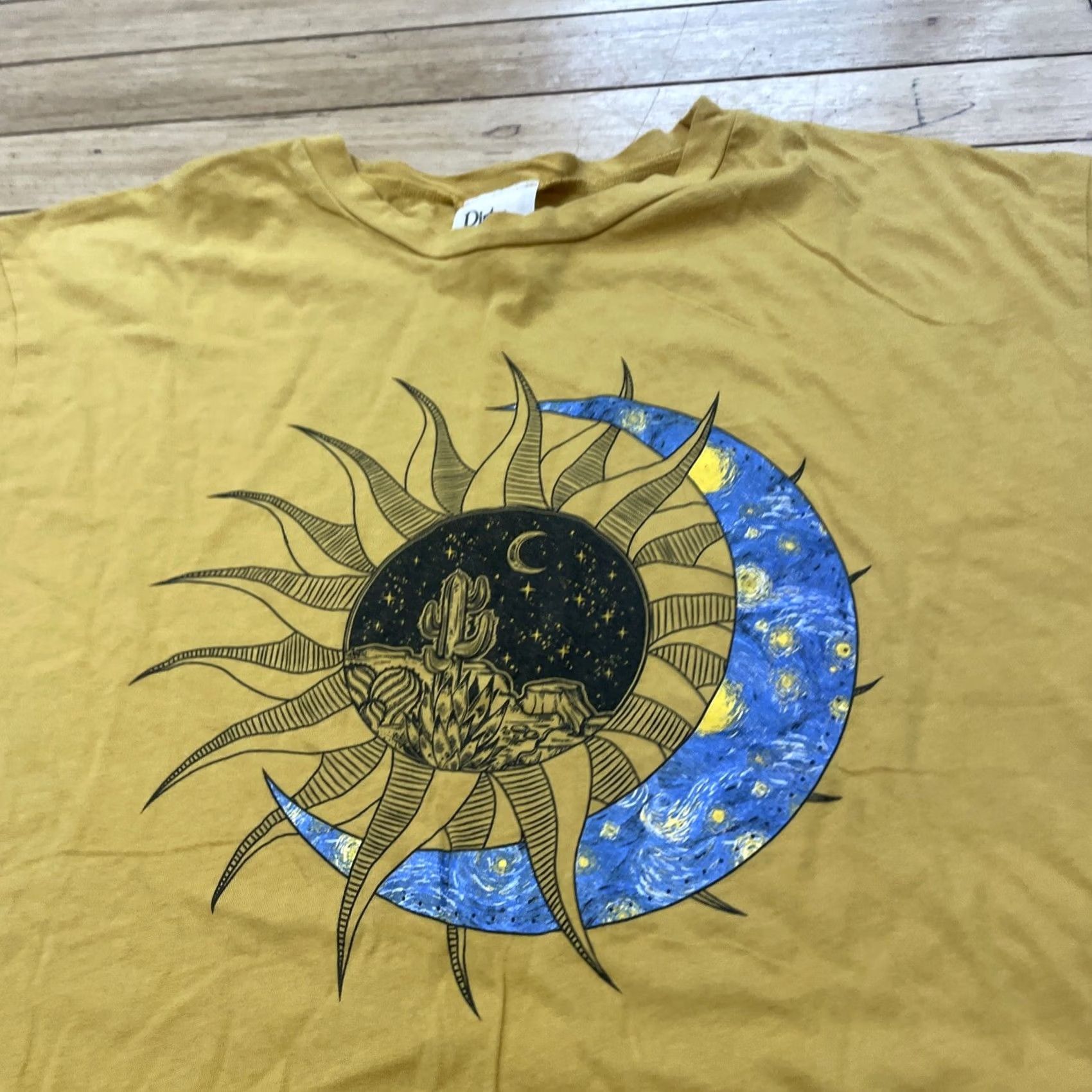 Vintage VINTAGE Dirtee Laundry Crop Top Shirt Women XL Y2k Fairy Sun Moon Desert Yellow 38" Size XL / US 12-14 / IT 48-50 - 4 Thumbnail