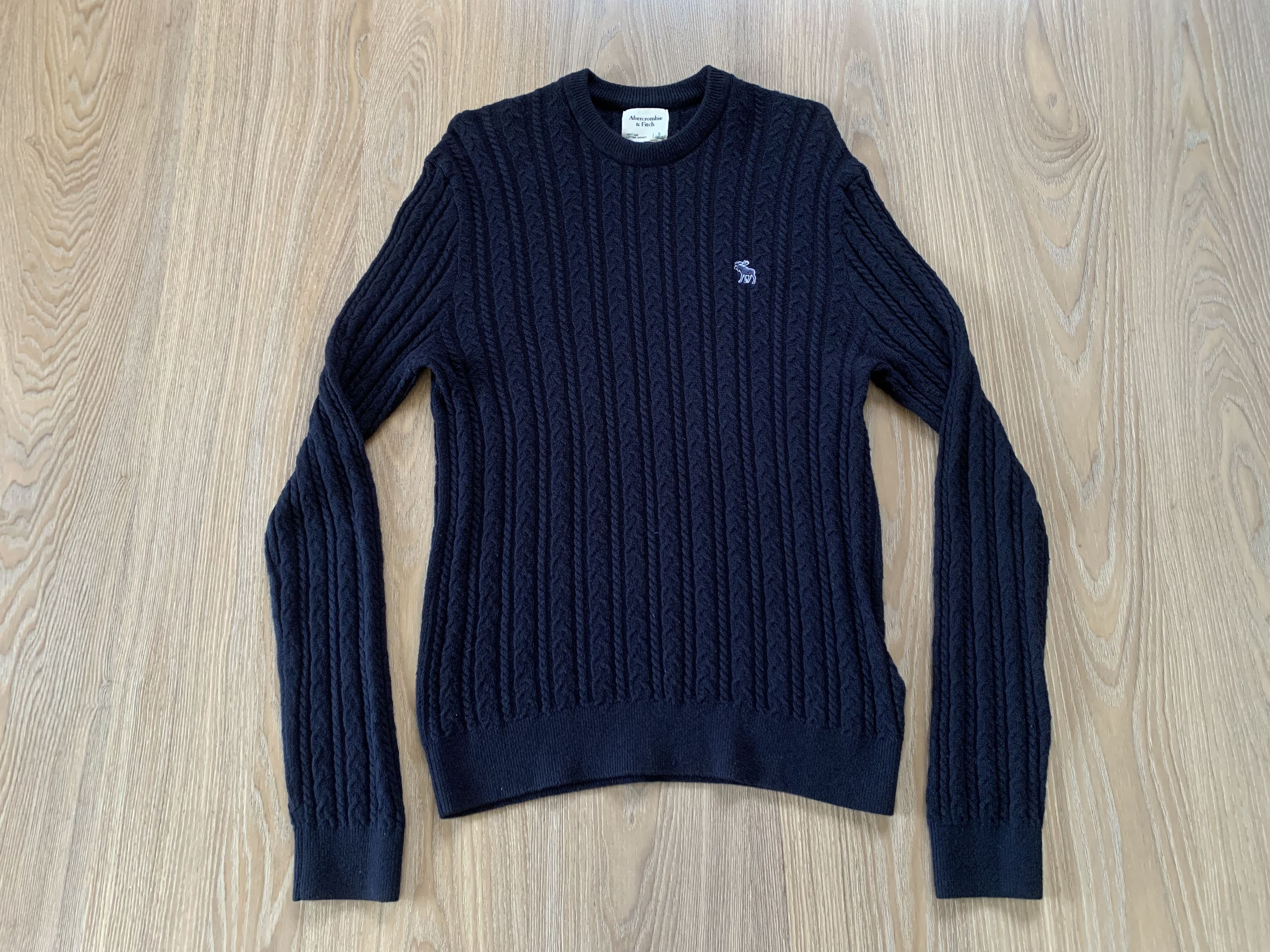 Abercrombie & Fitch Abercrombie & Fitch Cable Knit Merino Navy Blue Sweater Size US S / EU 44-46 / 1 - 2 Thumbnail