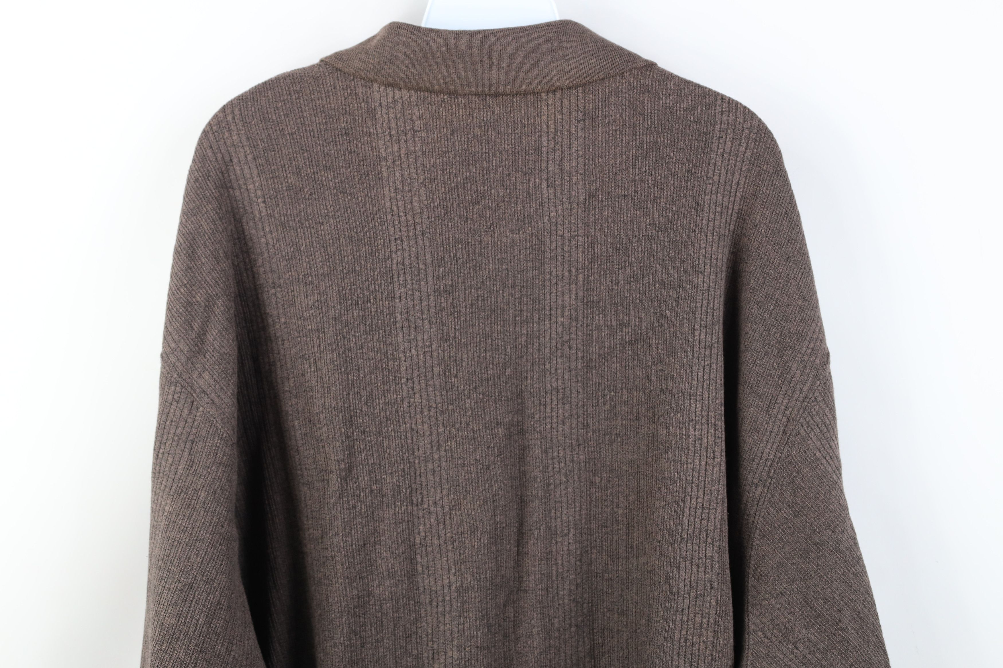 Vintage Vintage 90s Streetwear Ribbed Knit Long Sleeve Polo Brown Size US XL / EU 56 / 4 - 12 Thumbnail