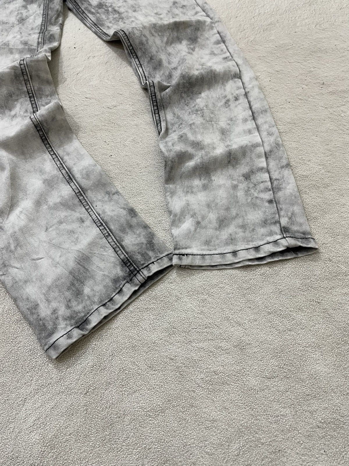 Japanese Brand 2000s Momphalos Grey Acid Wash Denim Pants Embroidered Y2K Size US 33 - 3 Thumbnail