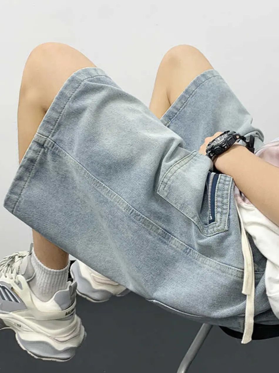 Japanese Brand Loose straight zippered pocket denim shorts Size US 30 / EU 46 - 4 Thumbnail