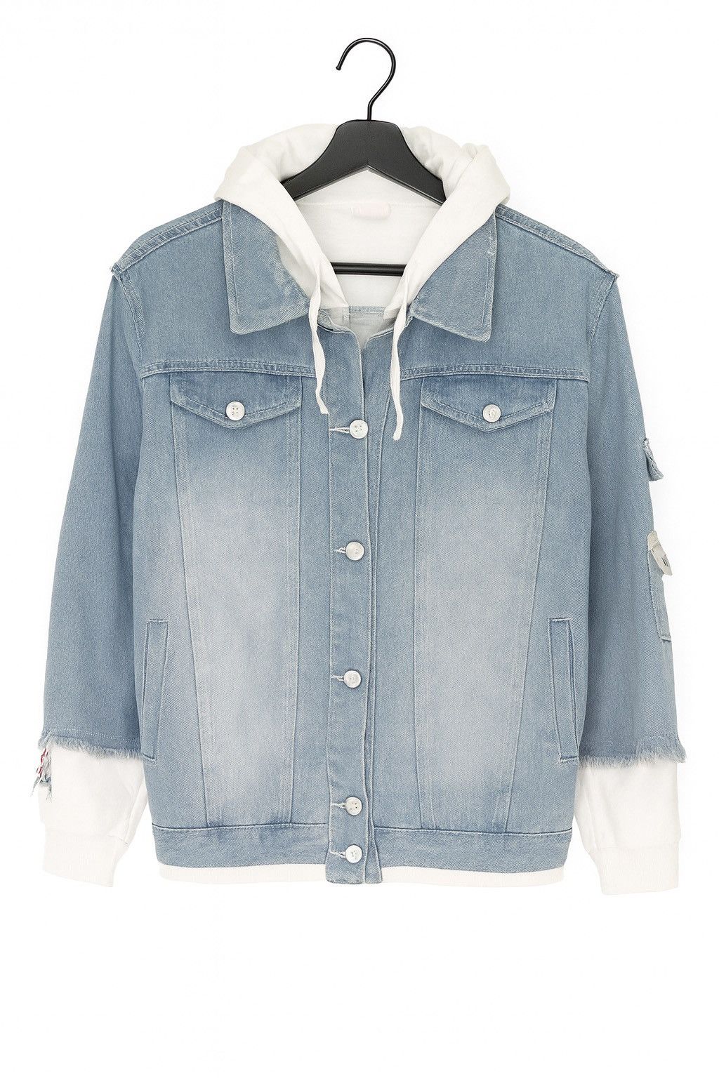 Japanese Brand Vintage-Inspired Light Wash Denim Jacket Hoodie Cat Graphic Size M / US 6-8 / IT 42-44 - 2 Thumbnail