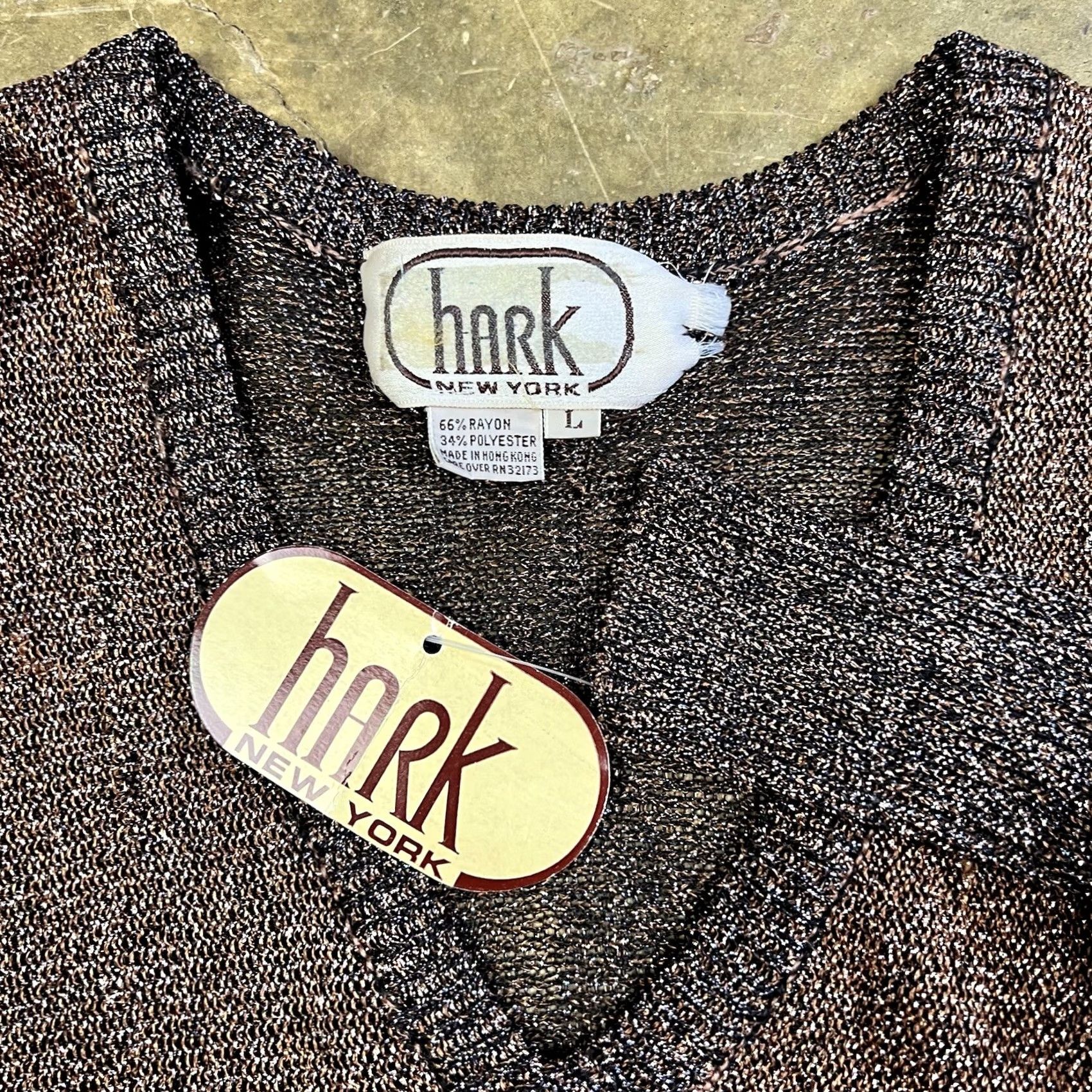 Vintage VINTAGE Hark New York Blouse Mens? Womens? Brown Metallic Sheer Knit Long Sleeve V-Neck L Size L / US 10 / IT 46 - 2 Thumbnail
