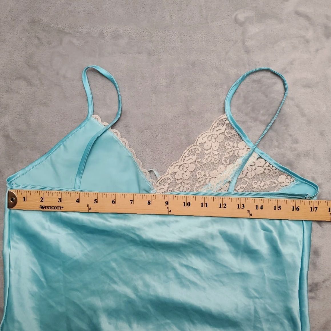 Vintage VINTAGE Paramount Camisole Womens S Blue Ivory Satin Slip Top Lace Bow 70s Retro Size S / US 4 / IT 40 - 6 Thumbnail