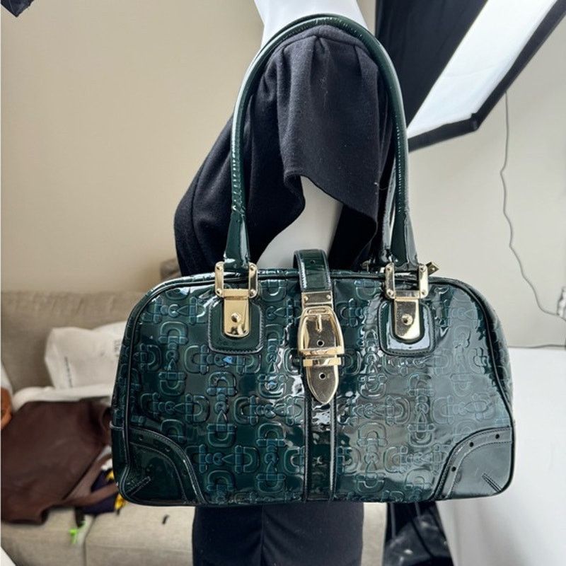 Gucci Gucci Vintage Green Blue Black Leather top handle bag Size ONE SIZE - 1 Thumbnail