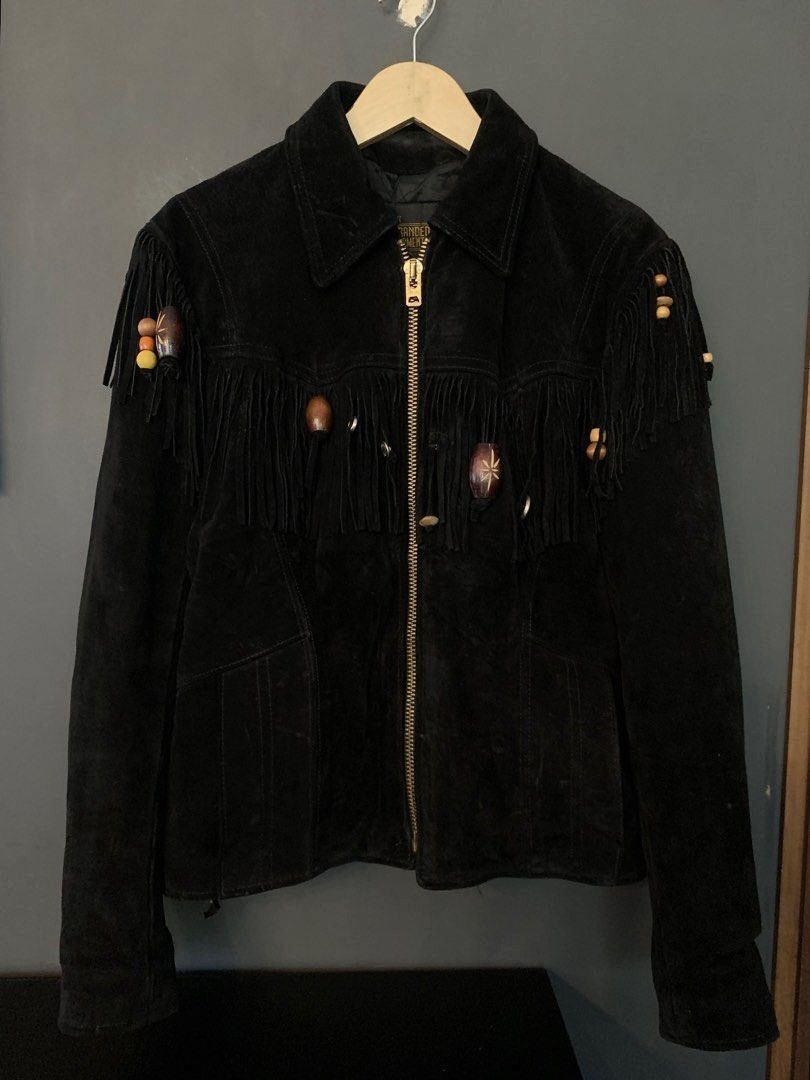 Japanese Brand 1990s Branded Garments - Ethnic Fringe Suede Leather Jacket Size US L / EU 52-54 / 3 - 2 Thumbnail