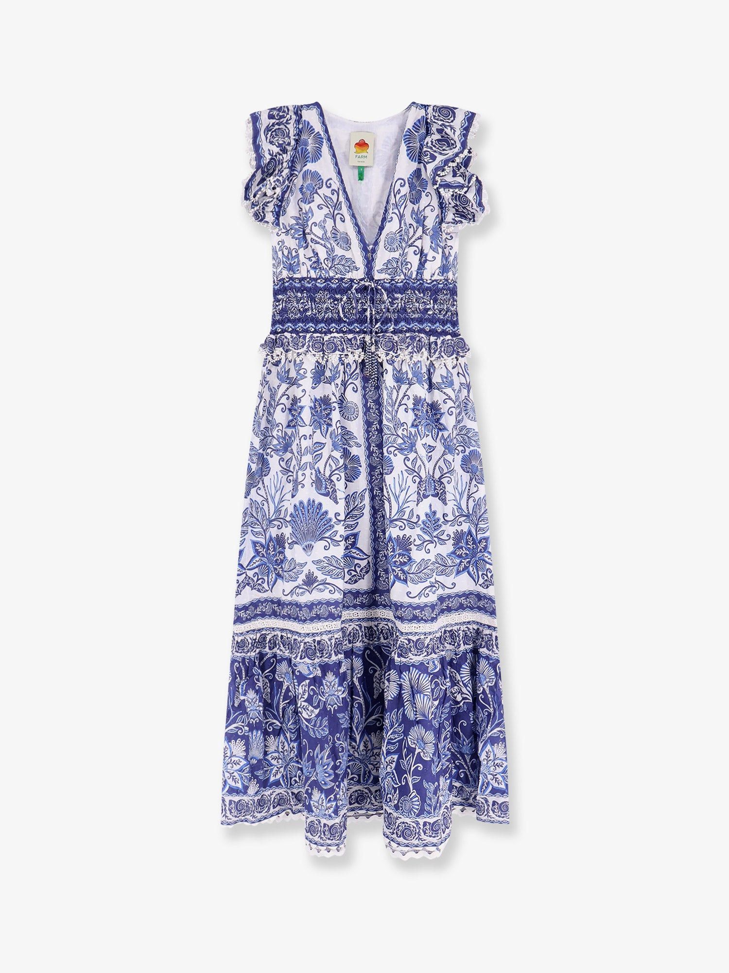 Farm Rio Shell Garden Cotton Long Dress Size L / US 10 / IT 46 - 1 Thumbnail