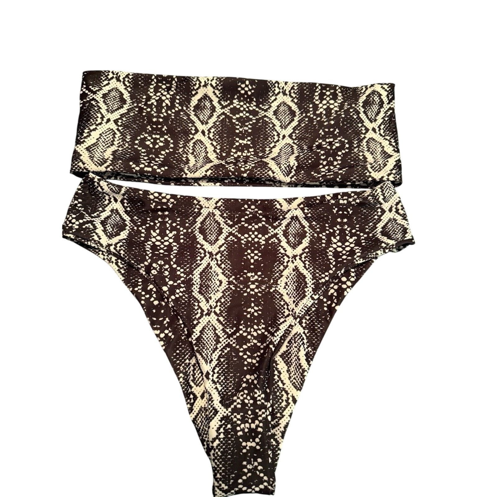Shein SHEIN Black & White Alligator Bandeau Swimsuit Size Large Size L / US 10 / IT 46 - 1 Thumbnail