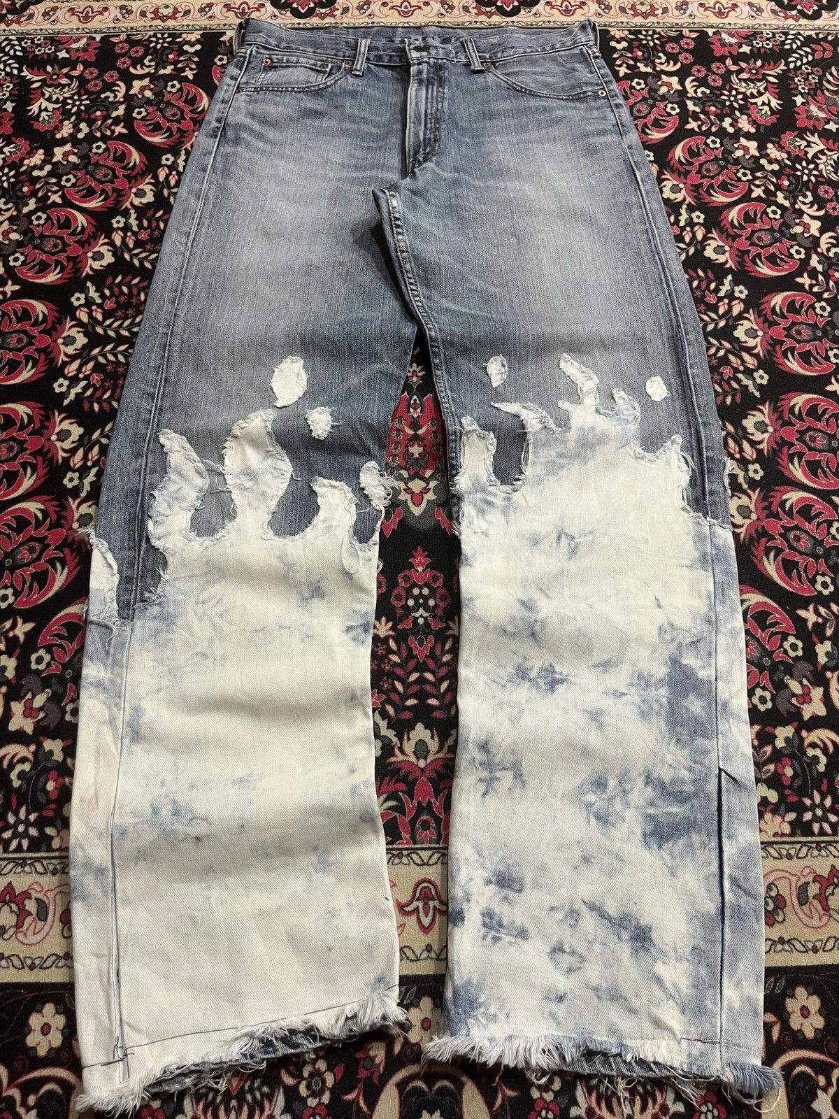 Levi's Vintage Levi’s 503 Reworked White Bleached Flames Jeans Size US 34 / EU 50 - 1 Thumbnail