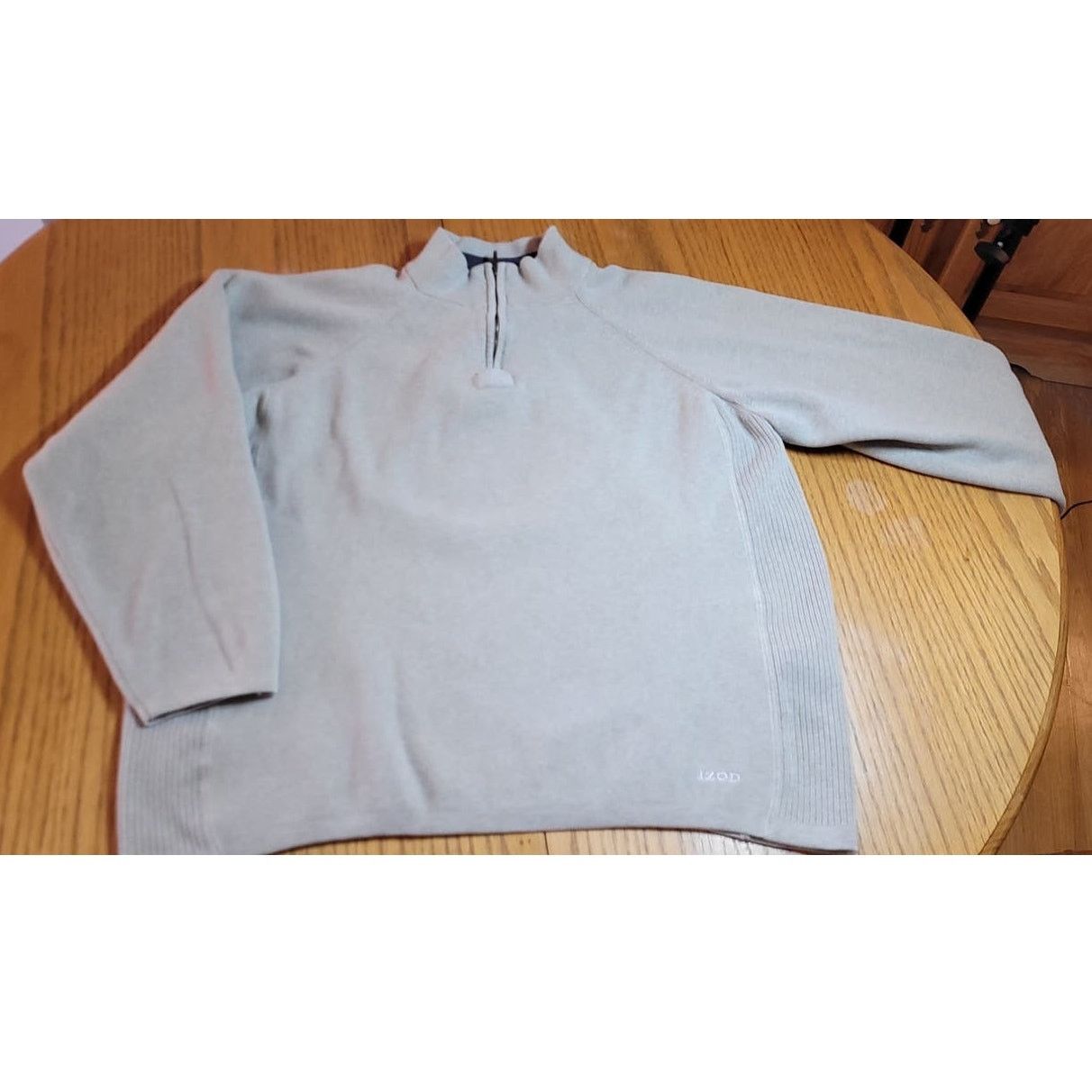 Izod Izod Men's Sweater Sz Medium Tan Pullover Cotton Neck Zipper Size US M / EU 48-50 / 2 - 2 Thumbnail