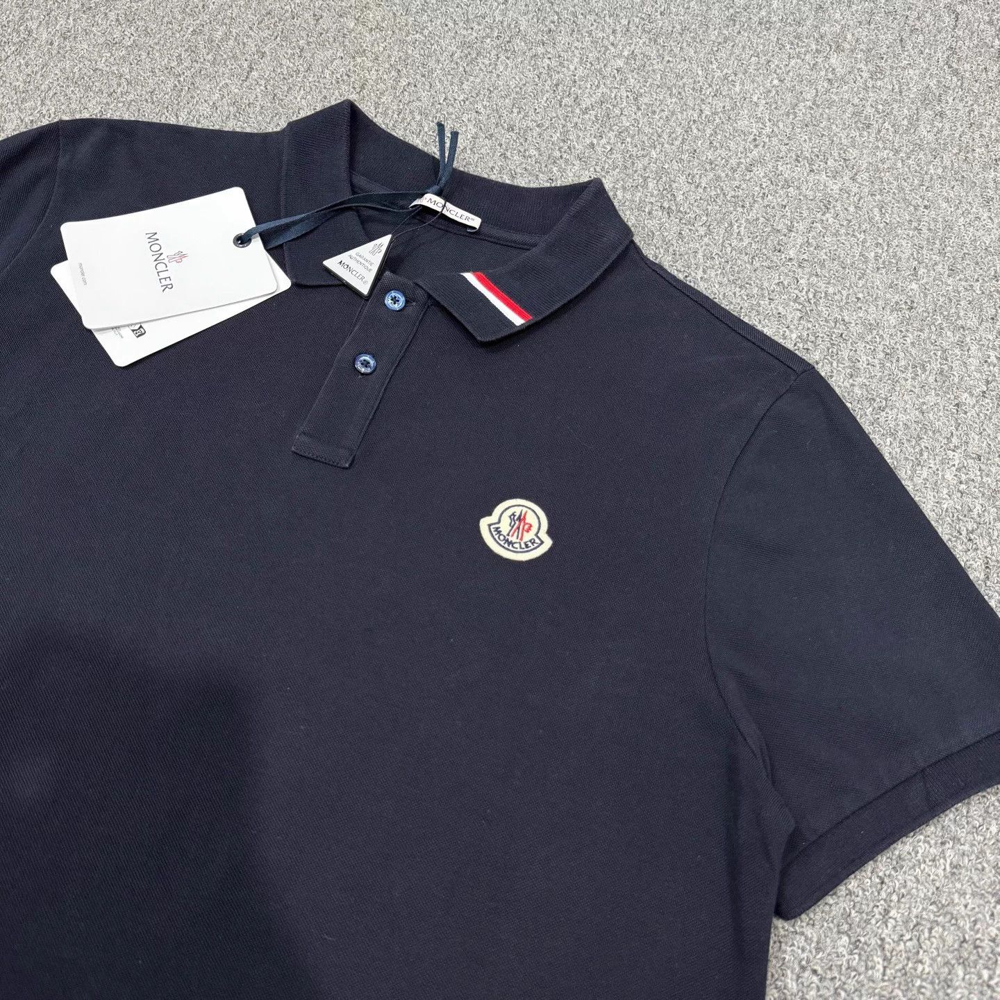 Moncler Moncler Navy Logo Short-Sleeve Polo L Size US L / EU 52-54 / 3 - 3 Thumbnail