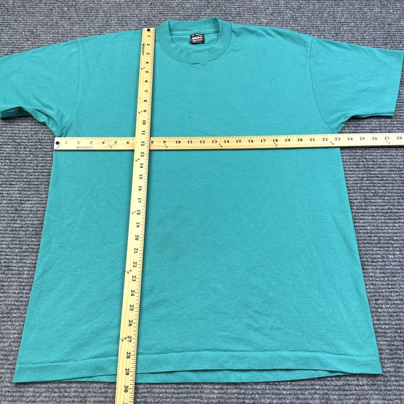 Fruit Of The Loom VINTAGE Fruit of the Loom T-Shirt Adult XL Single Stitch Green Crew Neck Cotton Blend 90s 80s All Seasons Mens Womens Unisex Size US XL / EU 56 / 4 - 4 Thumbnail
