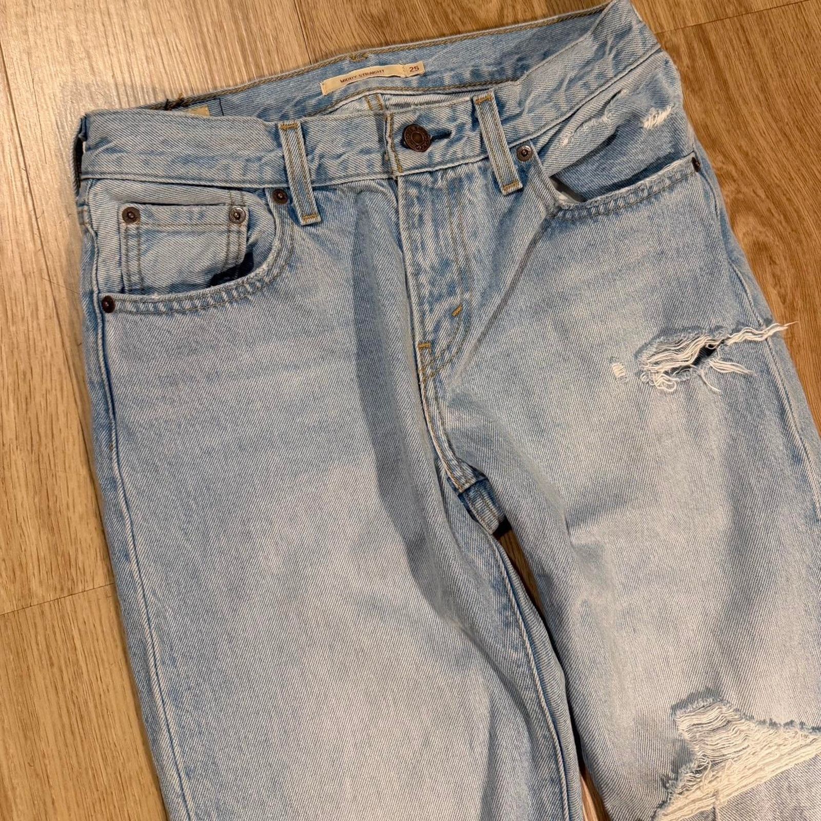 Levi's Levis middy straight distressed denim Size 25" / US 0 / IT 36 - 3 Thumbnail
