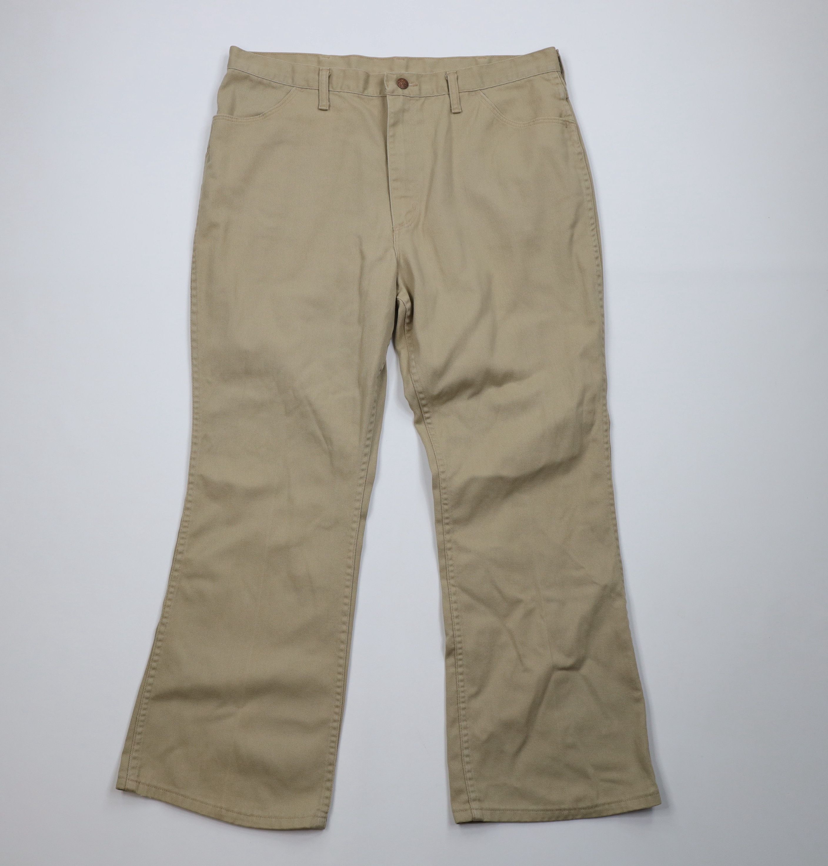 Vintage Vintage 70s Streetwear Bell Bottoms Denim Jeans Beige USA Size US 36 / EU 52 - 1 Thumbnail