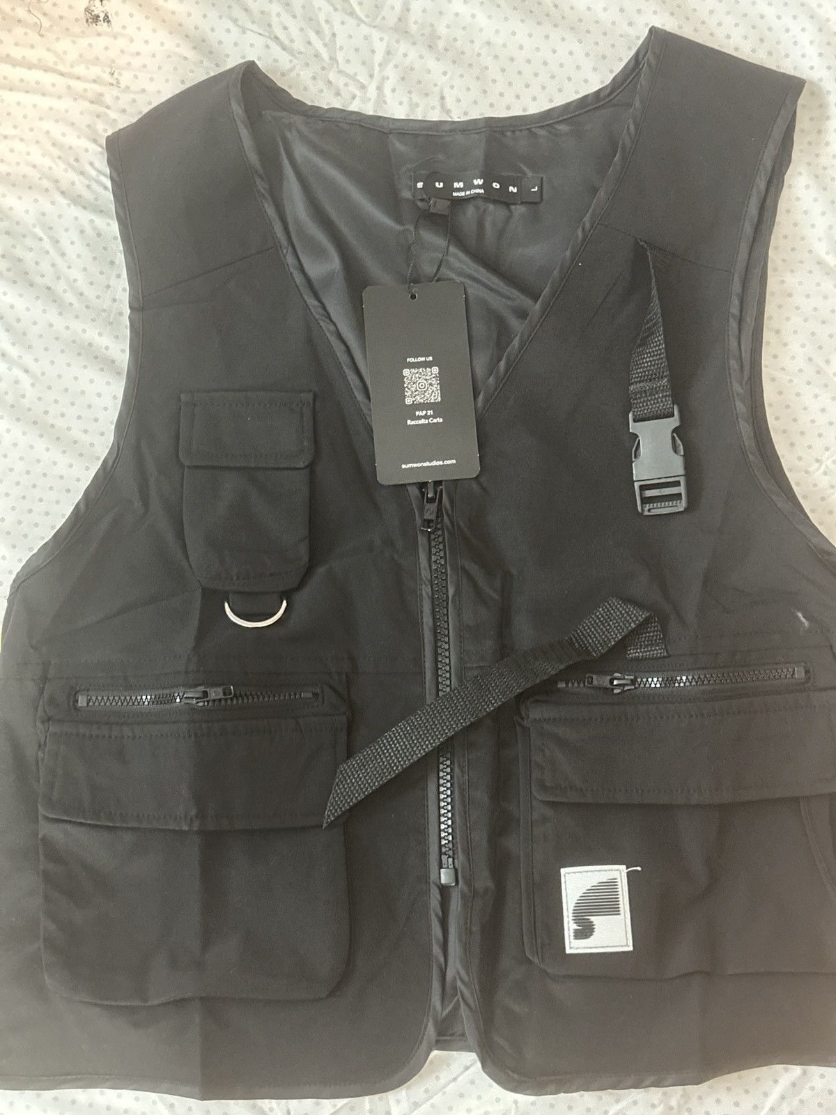 Vintage Black Vest with Zipper & Buckle Size US S / EU 44-46 / 1 - 2 Thumbnail