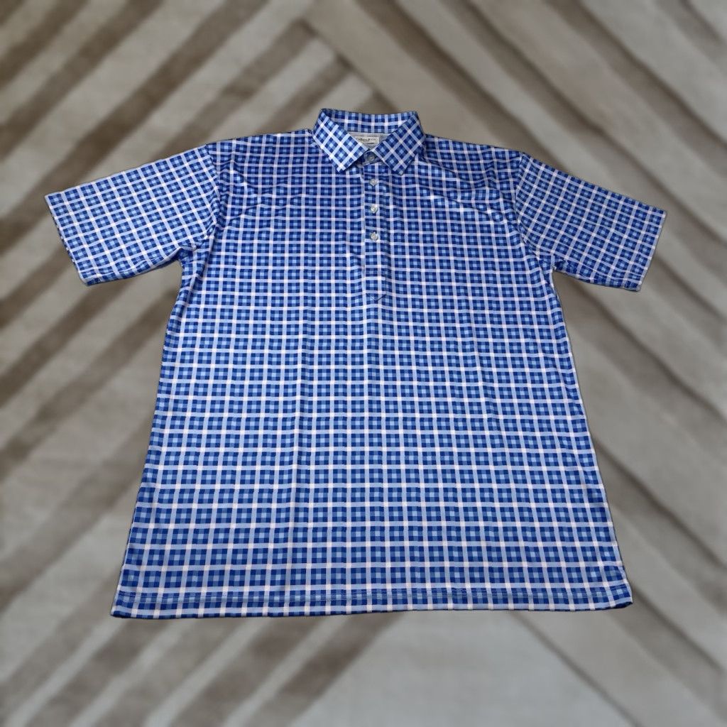 CO Collars & Co Polo Shirt Mens XL Blue Check Performance Collared Business Size US XL / EU 56 / 4 - 1 Thumbnail