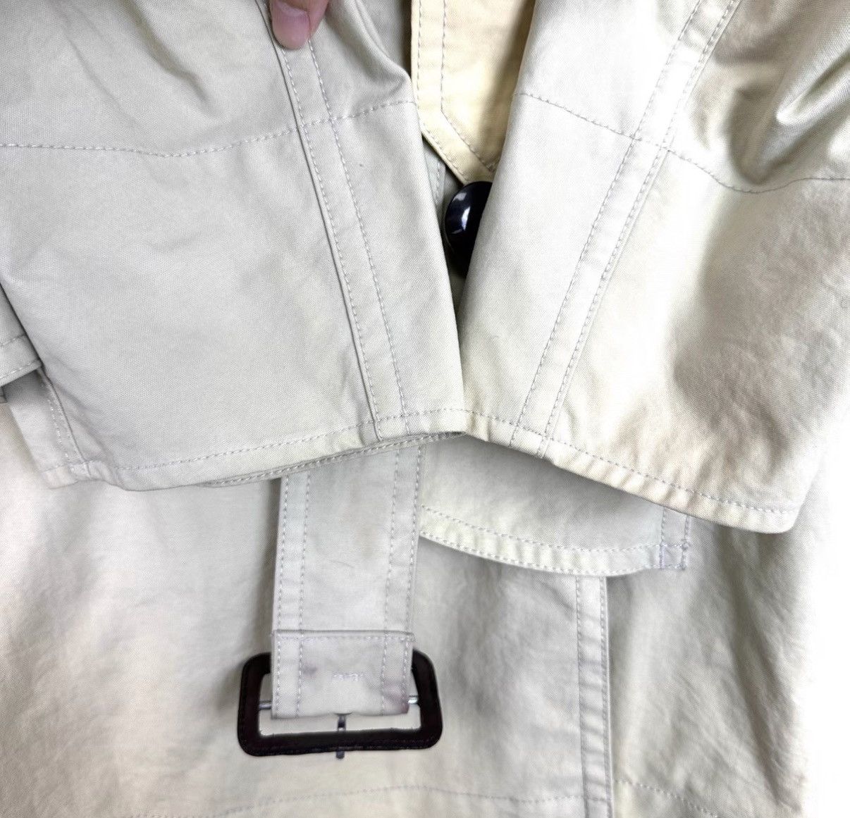 Burberry Burberry Off-White Side Button Mid-Length Trench Coat K12 Size L / US 10 / IT 46 - 7 Thumbnail