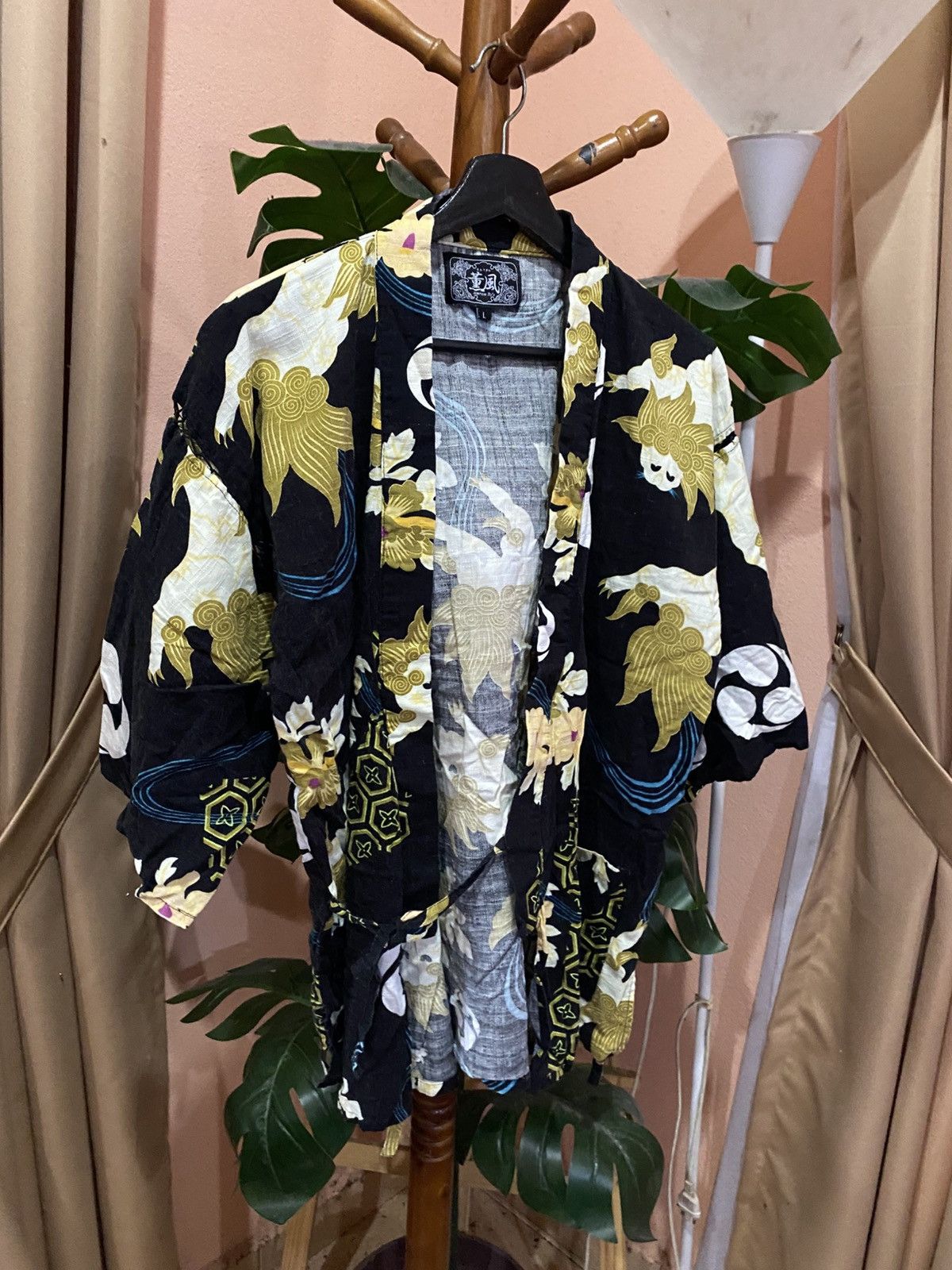 Japanese Brand Kunpu Japanese Style Kimono Jacket Floral & Wave Print Haori Size US M / EU 48-50 / 2 - 5 Thumbnail