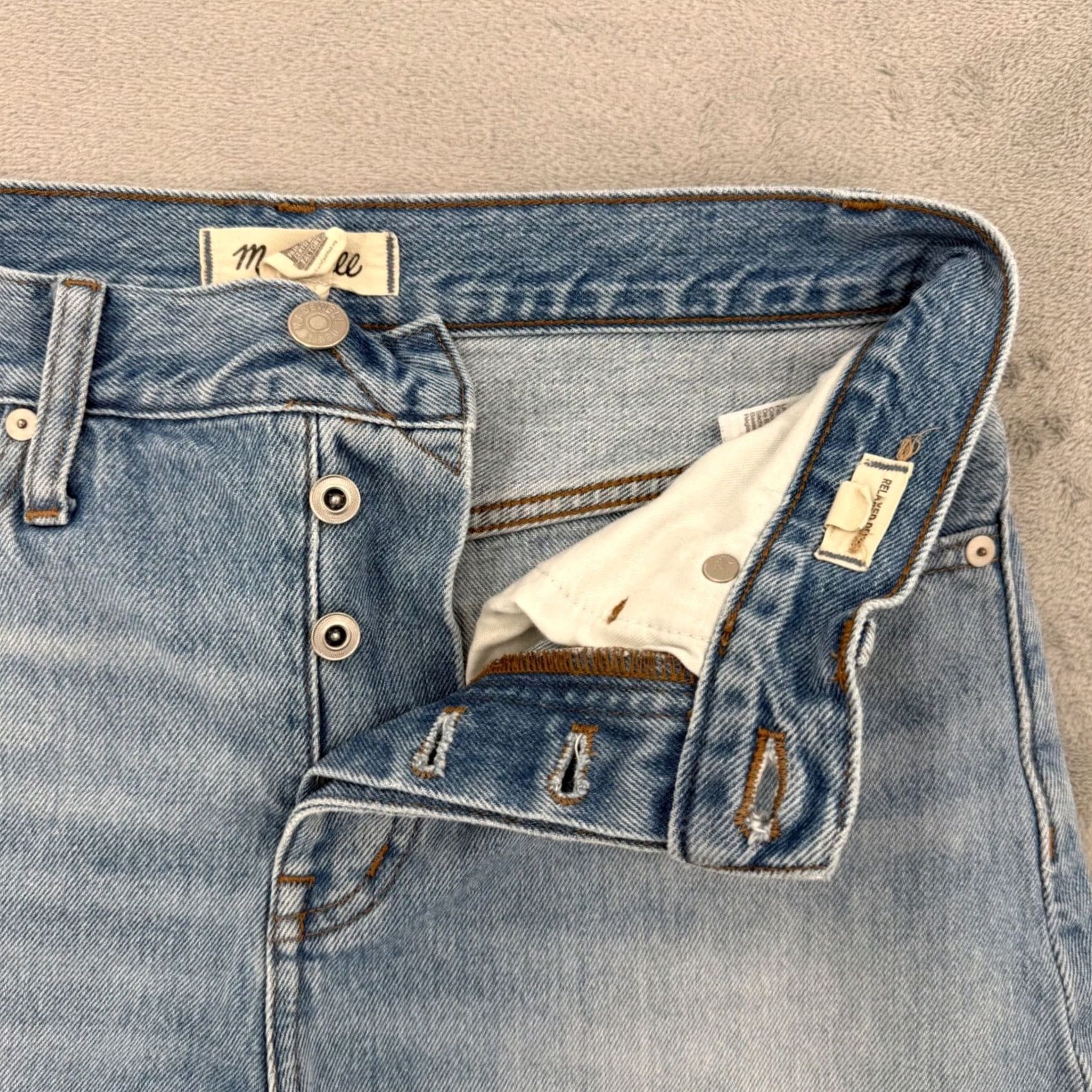 Madewell Madewell Relaxed Denim Shorts Light Wash Blue Button Fly 90s Festival Casual Womens Size 26 Size 30" / US 8 / IT 44 - 2 Thumbnail