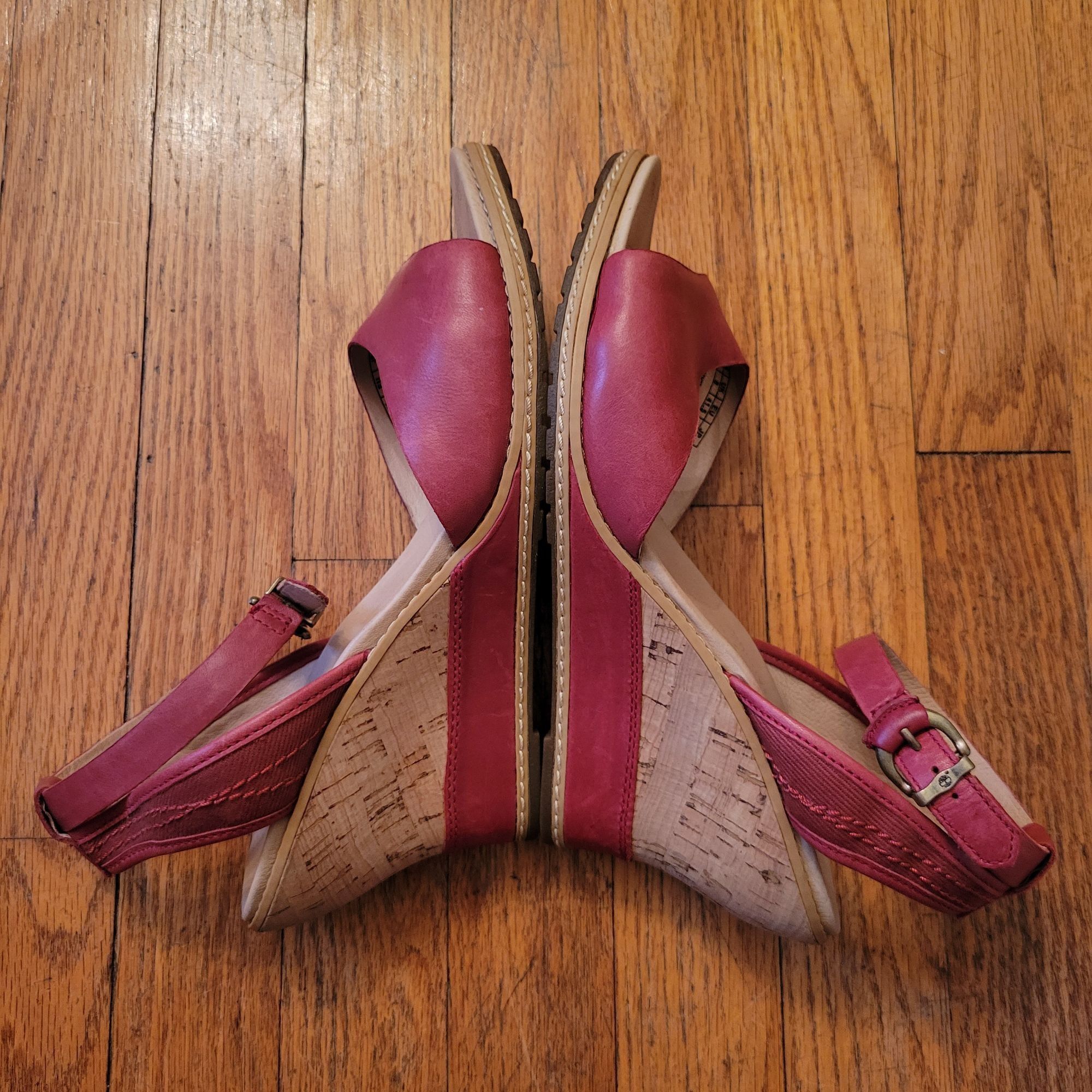 Timberland Timberland Earthkeepers Red Leather Cork Wedge Sandals 10 Op Size US 10 / IT 40 - 3 Thumbnail