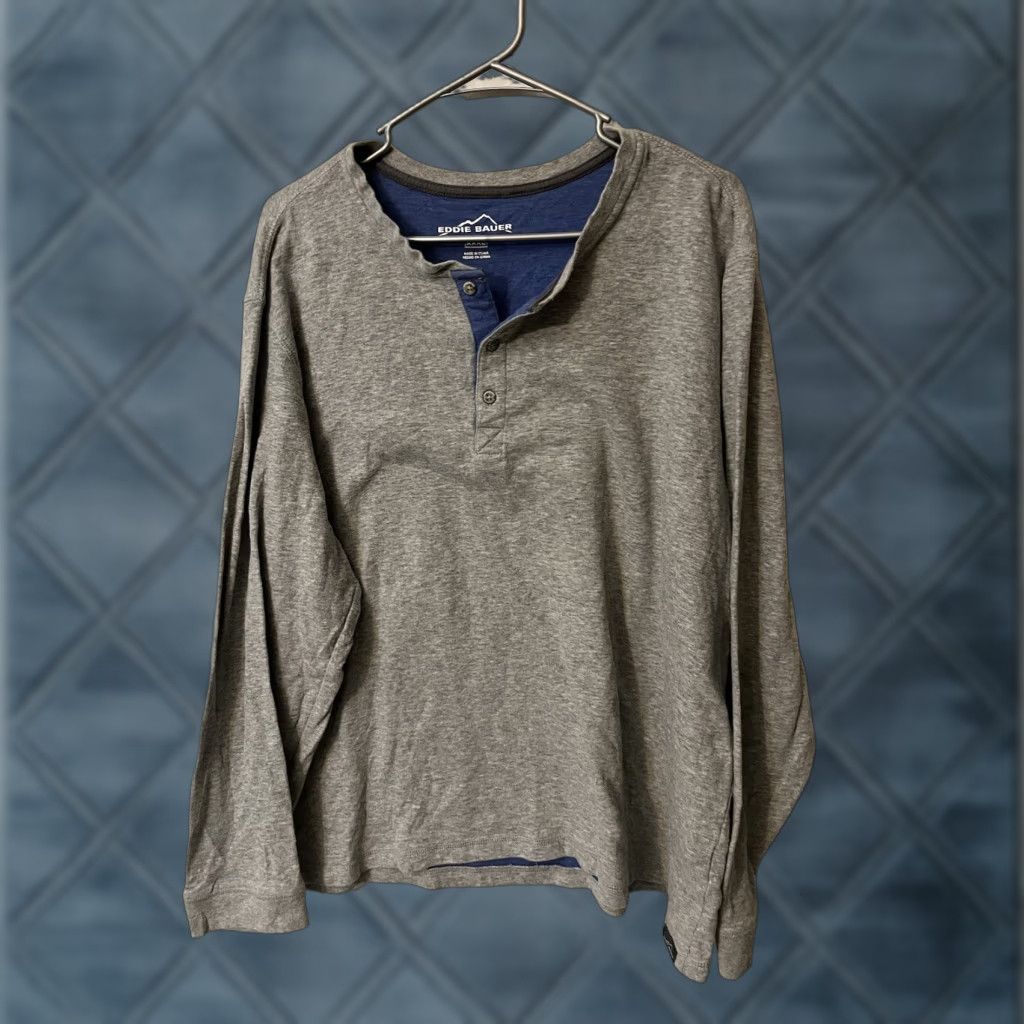 Eddie Bauer VINTAGE Eddie Bauer Shirt Men 3XL Gray Knit Henley Long Sleeve Pullover XXXL Size US XXL / EU 58 / 5 - 1 Thumbnail