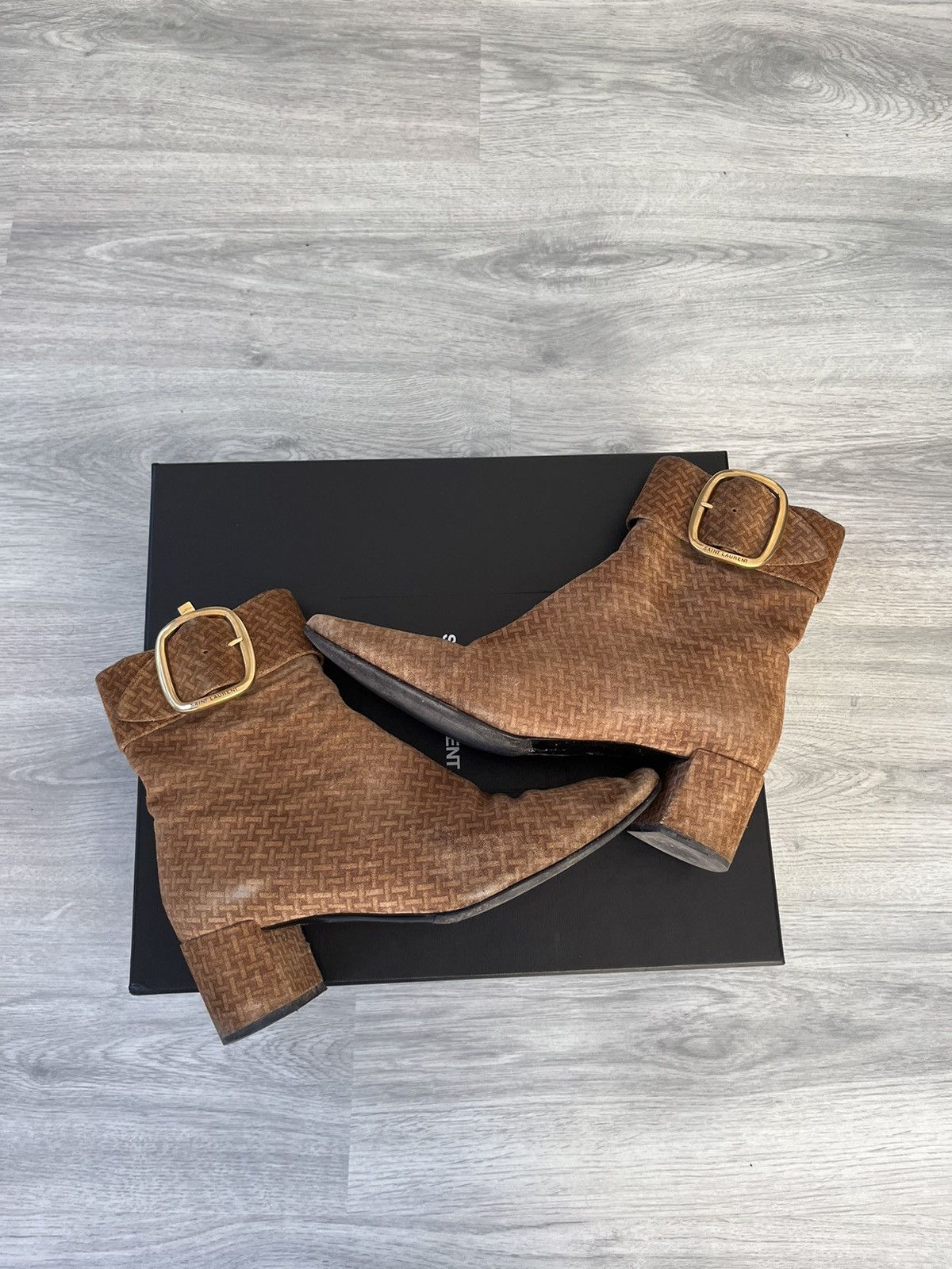 Saint Laurent Paris Saint Laurent 2019 Joplin Suede Patterned Ankle Boots Size US 7.5 / IT 37.5 - 6 Thumbnail