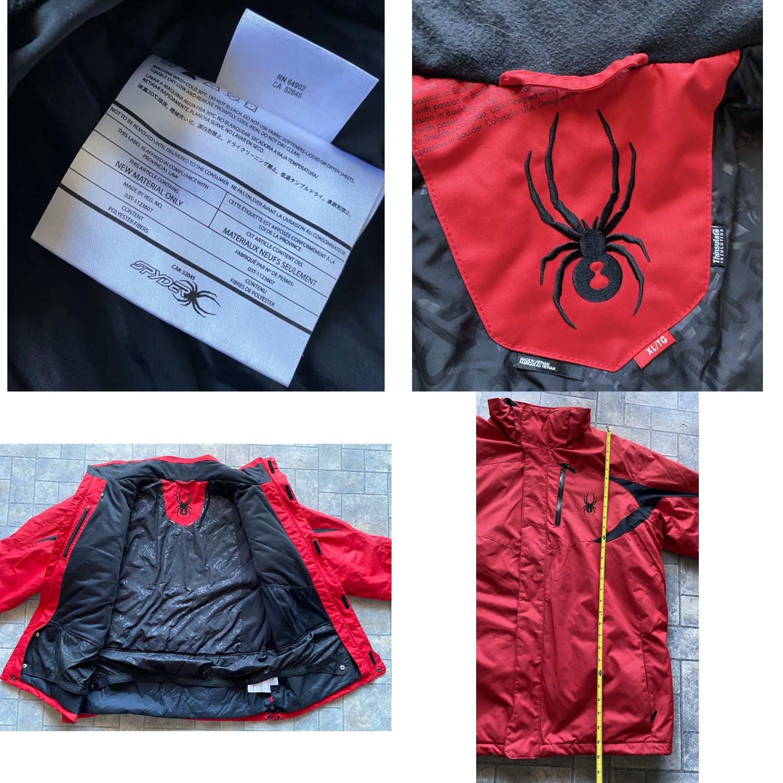 Spyder Spyder Jacket Coat Men XL Red Polyester Thinsulate Jacket Coat for Men Size US XL / EU 56 / 4 - 9 Thumbnail