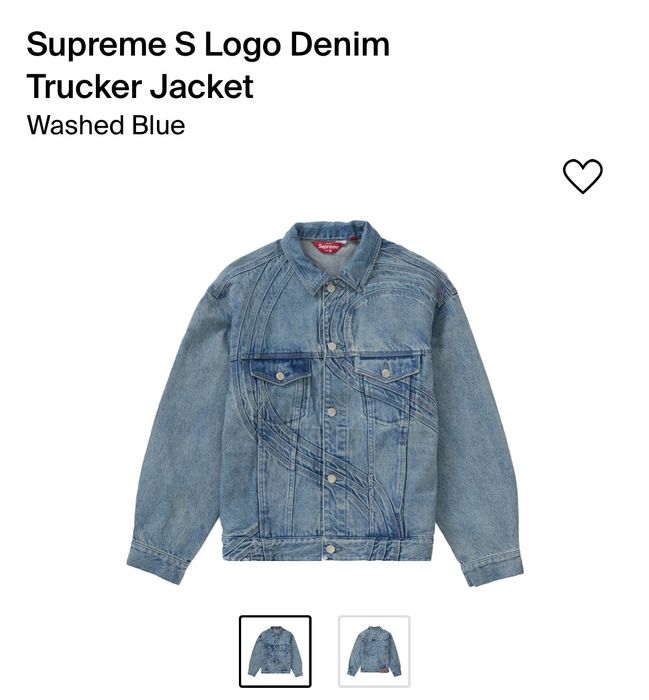 Supreme s logo denim trucker jacket in hand | Grailed