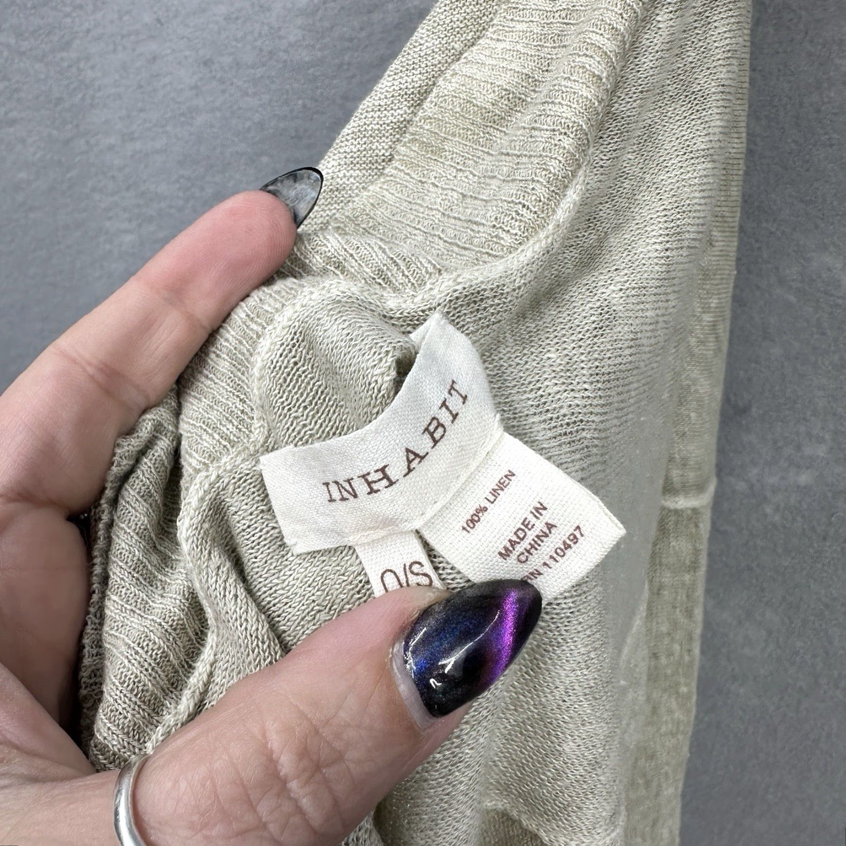 Vintage INHABIT Scarf Beige Linen Knit Rectangle Shawl Wrap Bohemian Preppy Neck Warmer Women Fashion READ DETAILS Size ONE SIZE - 4 Thumbnail