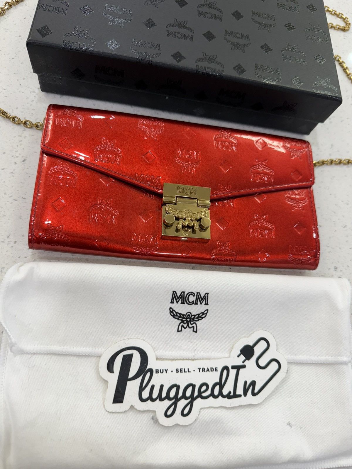 MCM MCM Patent Wallet On Chain Size ONE SIZE - 2 Thumbnail