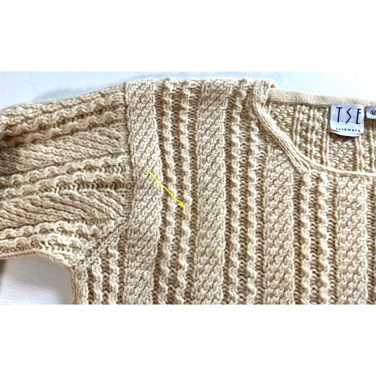 Tse VINTAGE TSE Women's Cable Knit Cashmere Sweater Sz M Pullover Crew Neck Ivory 90s Womens Size M / US 6-8 / IT 42-44 - 5 Thumbnail