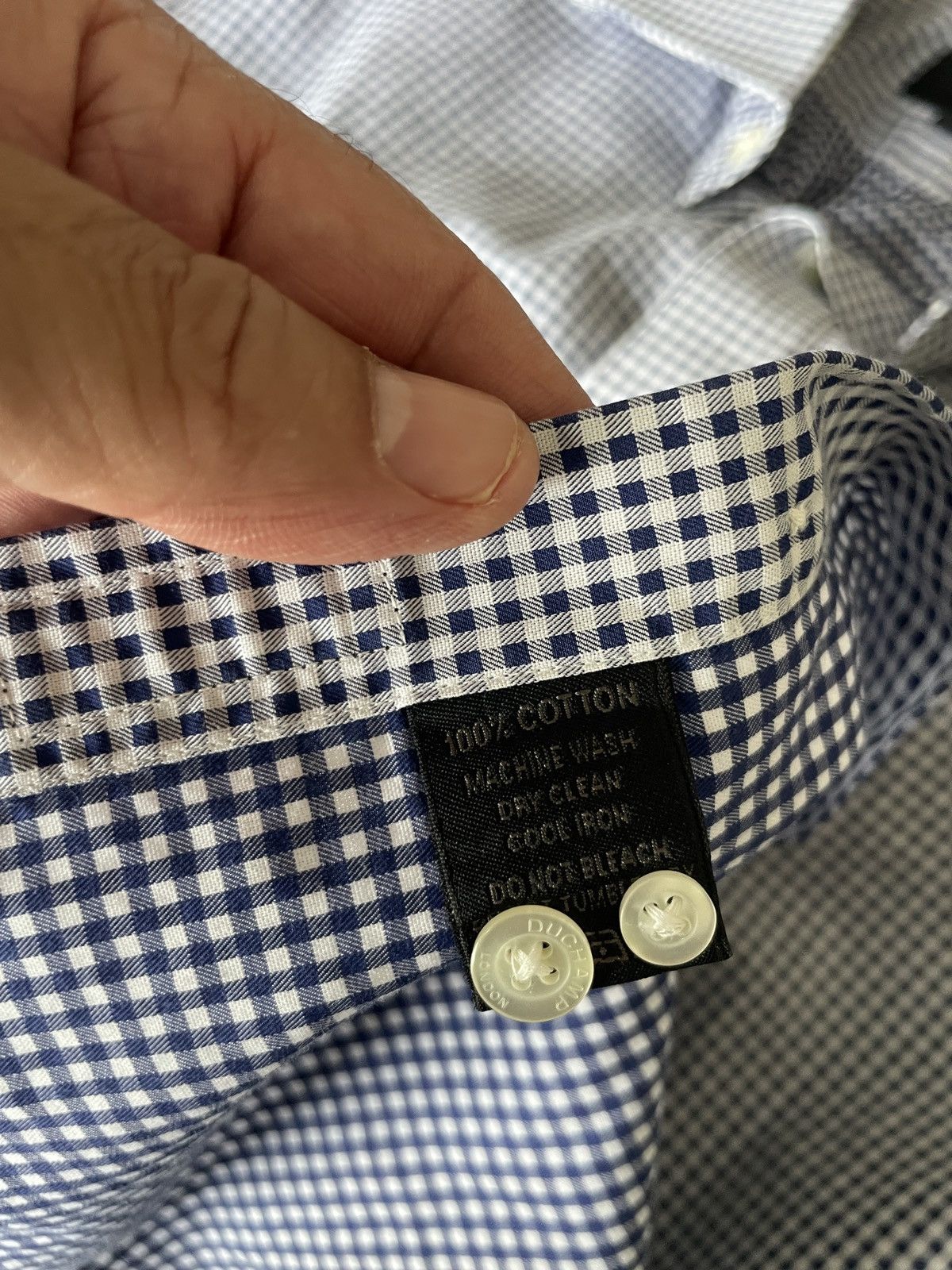 Duchamp London Mini Check Spread collar FC slim fit dress shirt 17.5 x 36 Size US XL / EU 56 / 4 - 8 Thumbnail