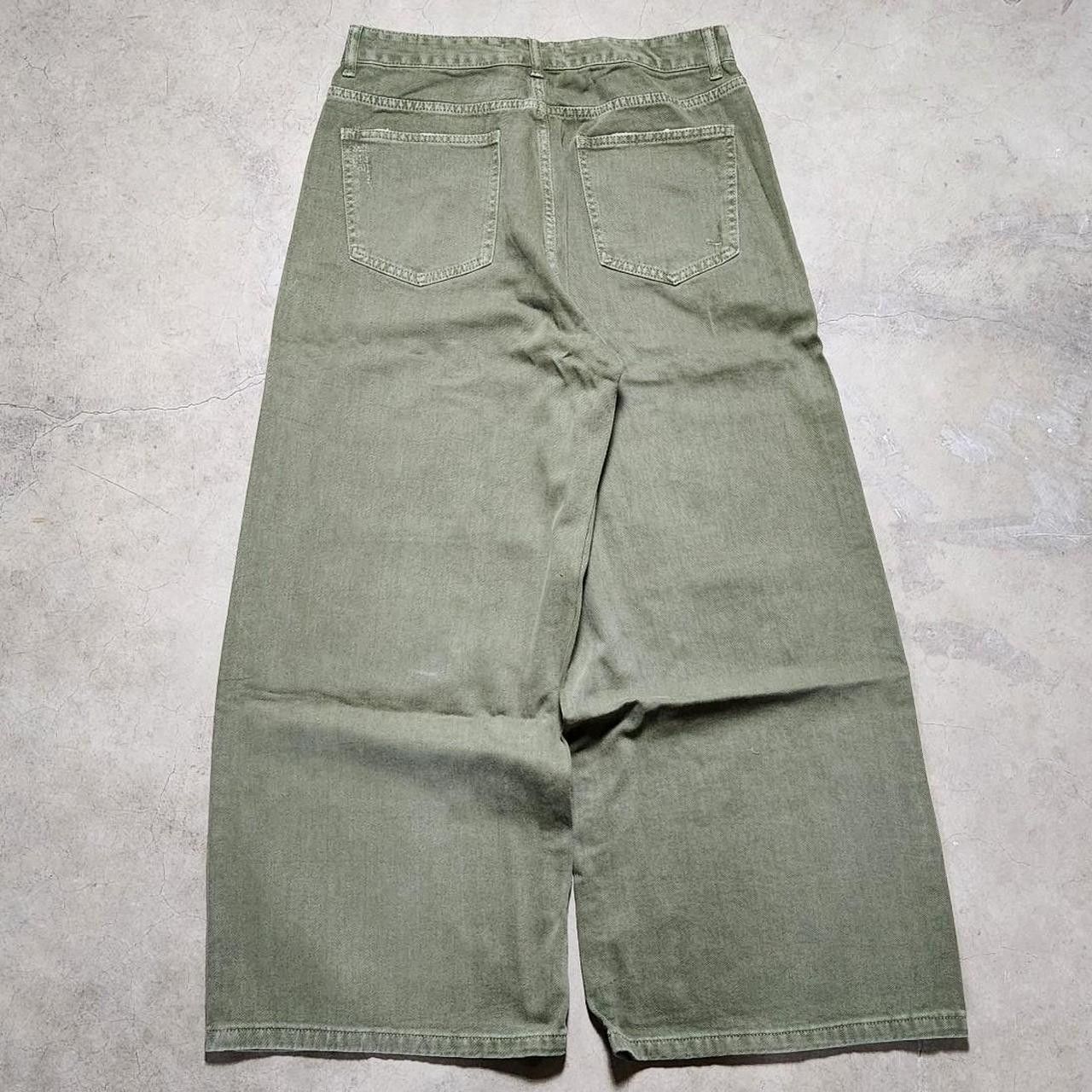 Japanese Brand Distressed Olive Green Baggy Y2K Jeans Size US 32 / EU 48 - 2 Thumbnail