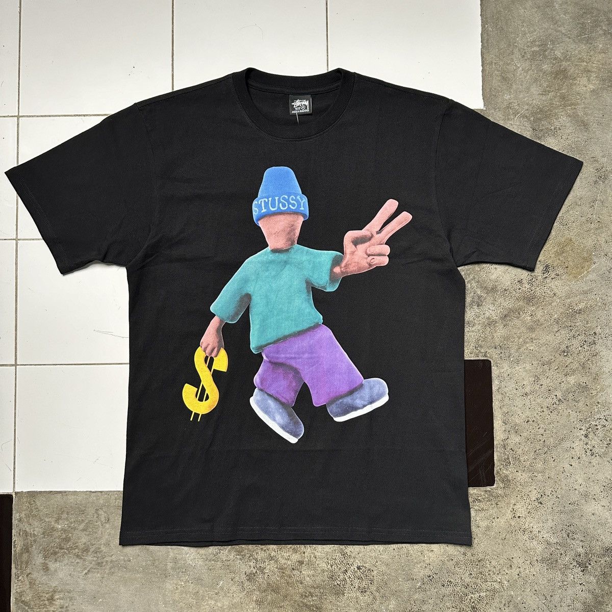Streetwear × Stussy STUSSY PEACE AND PROSPERITY TEE-BLACK