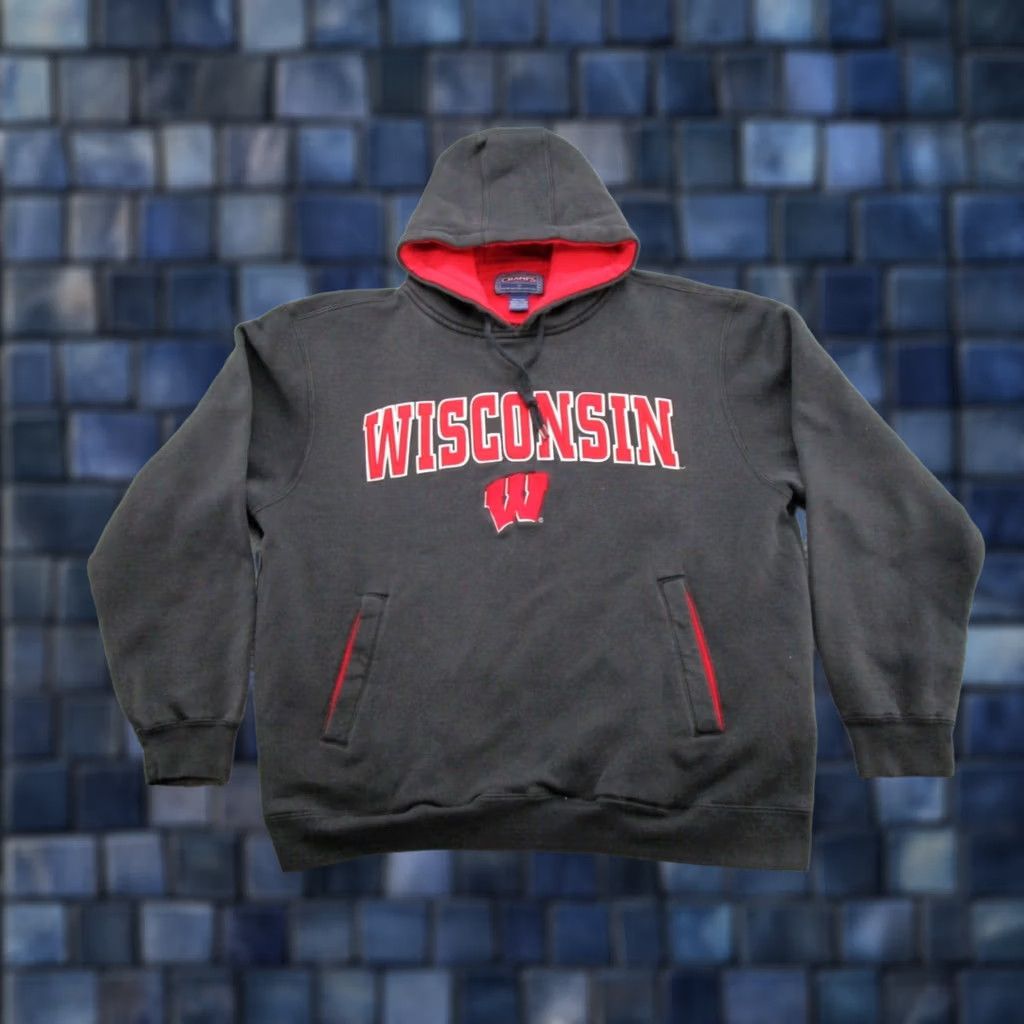Vintage VTG Champs Wisconsin Badgers NCAA Spell Out Hoodie Sweatshirt L Black Men's Shirt Size US L / EU 52-54 / 3 - 1 Thumbnail