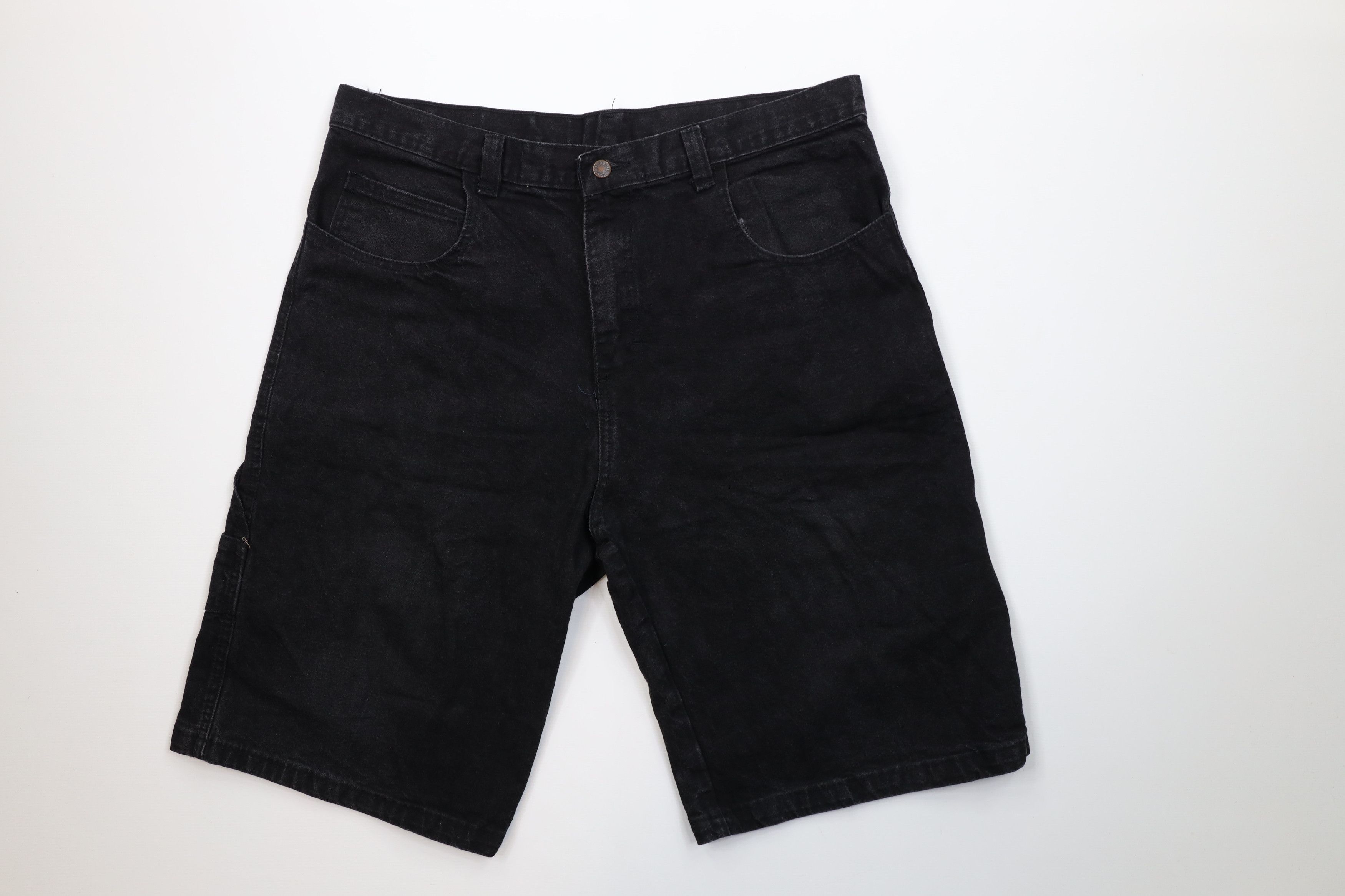 Vintage Vintage 90s Y2K Streetwear Dungaree Denim Shorts Black Size US 38 / EU 54 - 1 Thumbnail