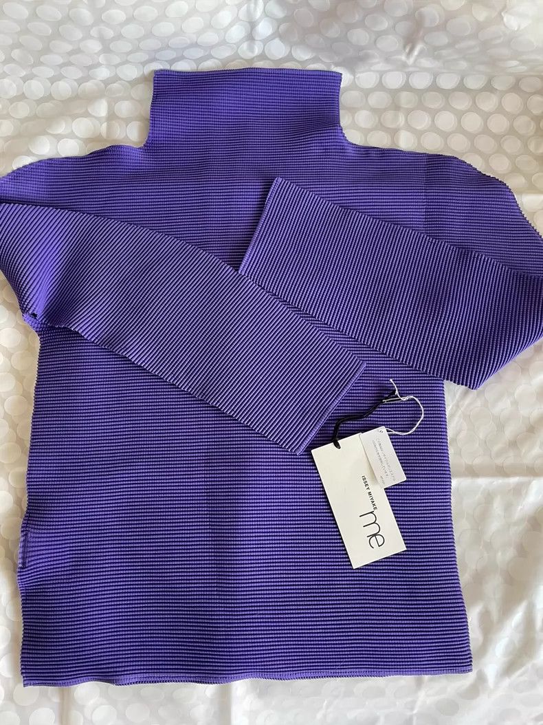 Issey Miyake Issey Miyake Blueberry-colored pleated long-sleeved shirt Size M / US 6-8 / IT 42-44 - 2 Thumbnail