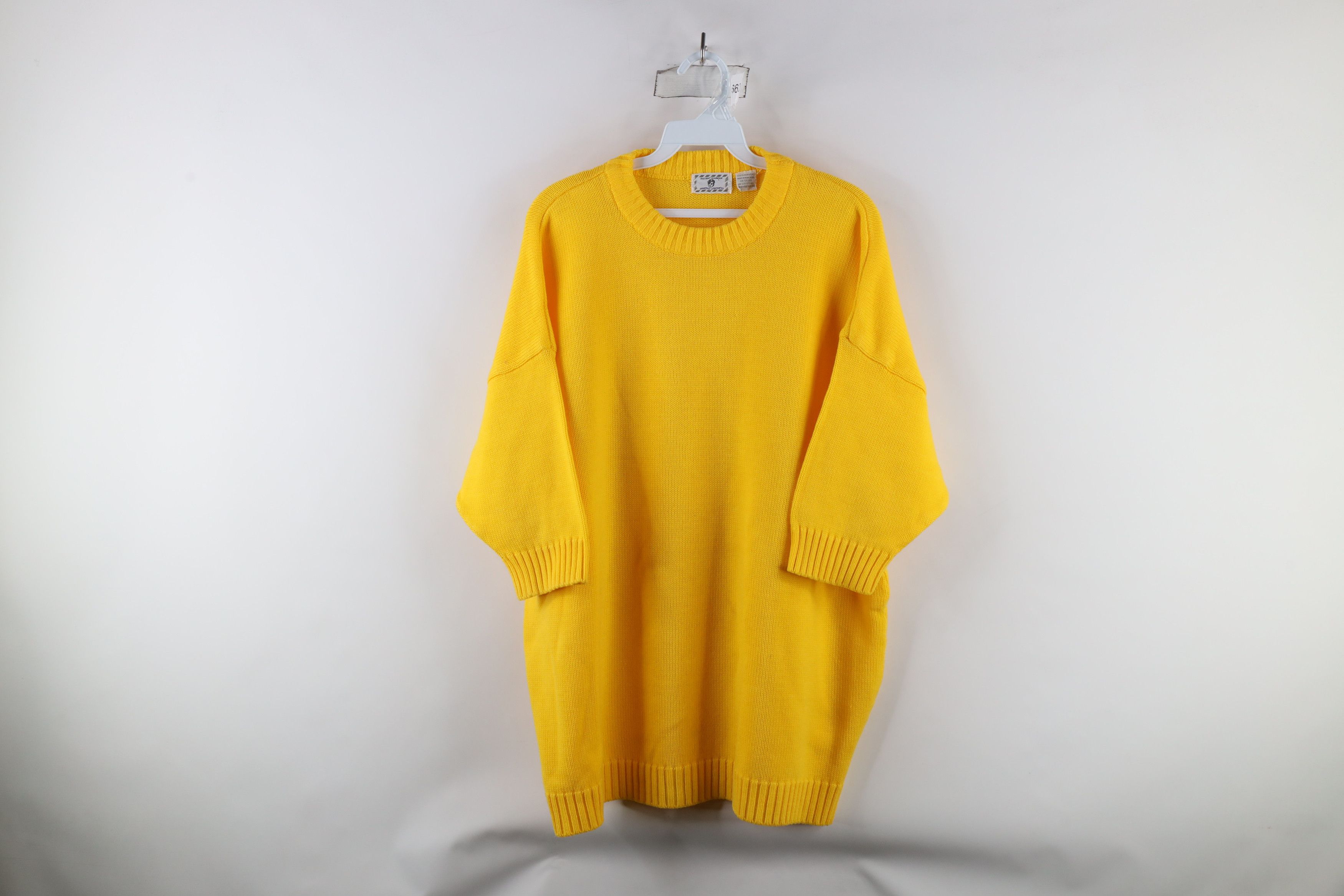 Vintage Vintage 90s Streetwear Knit Short Sleeve Sweater Yellow Size ONE SIZE - 1 Thumbnail
