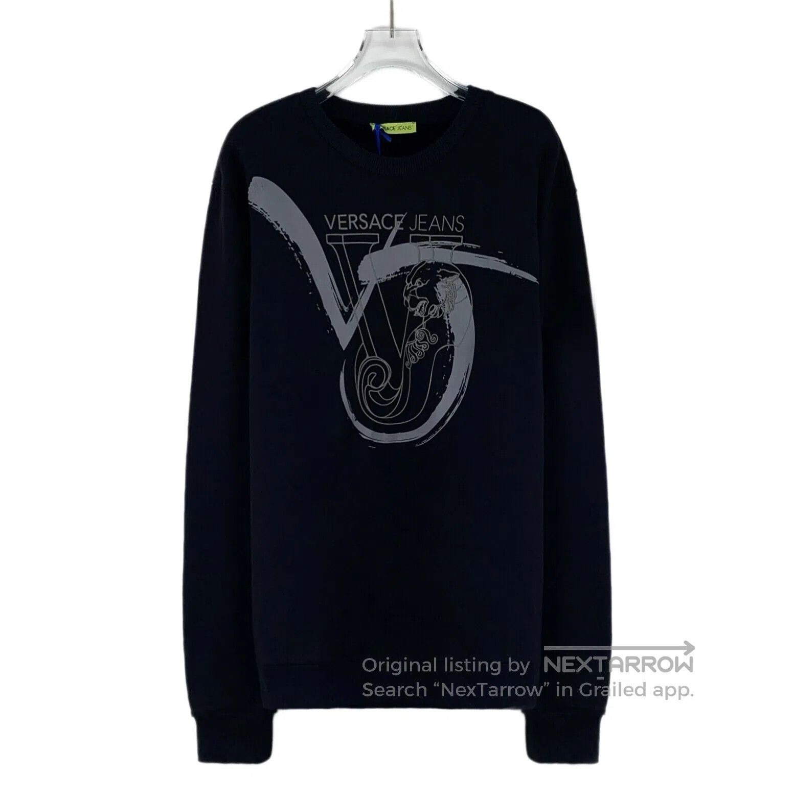 Versace Versace Black Logo Pattern Print Cotton Round Neck Long Sl Size US S / EU 44-46 / 1 - 1 Thumbnail