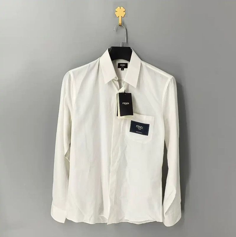 Fendi Men's Cotton Long Sleeve Shirt in White 0089