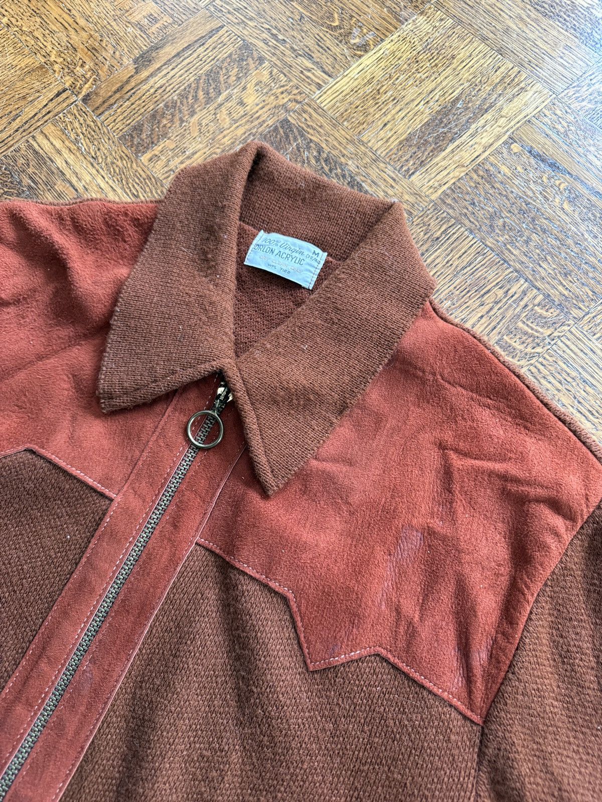 Vintage Vintage 60s Acrylic Suede Zip Up Sweater Size US M / EU 48-50 / 2 - 8 Thumbnail