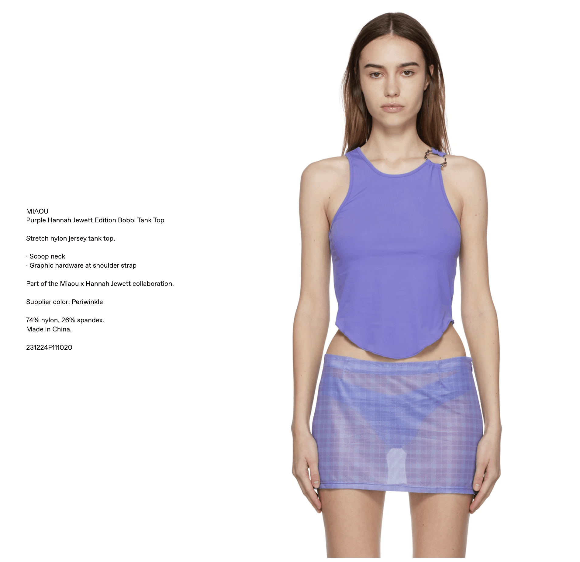 Miaou MIAOU Purple Hannah Jewett Edition Bobbi Tank Top Size S / US 4 / IT 40 - 2 Thumbnail